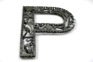Car Part Letter P - Scrap Metal Art, Unique Gift for Car Lovers, Garage Decor - Ben's Auto Decor