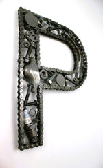 Load image into Gallery viewer, Car Part Letter P - Scrap Metal Art, Unique Gift for Car Lovers, Garage Decor - Ben&#39;s Auto Decor
