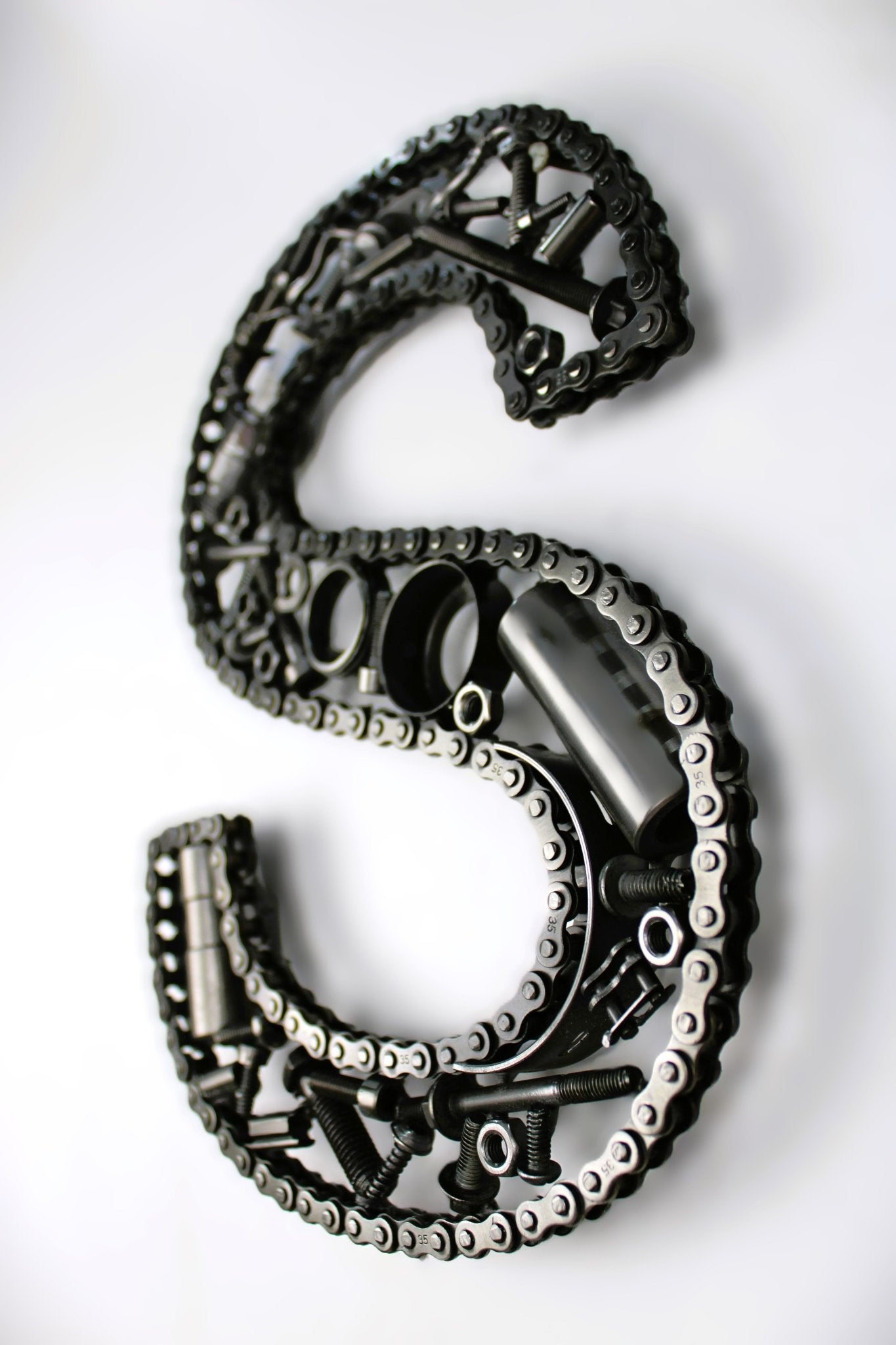 Car Part Letter S - Custom Bachelor Pad Decor, Unique Bedroom Wall Art, Automotive Sculpture - Ben's Auto Decor