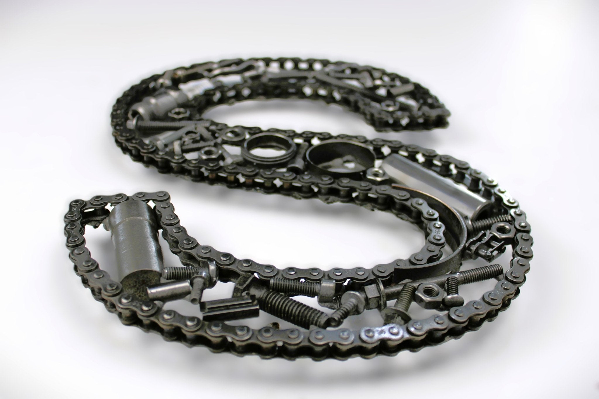Car Part Letter S - Custom Bachelor Pad Decor, Unique Bedroom Wall Art, Automotive Sculpture - Ben's Auto Decor