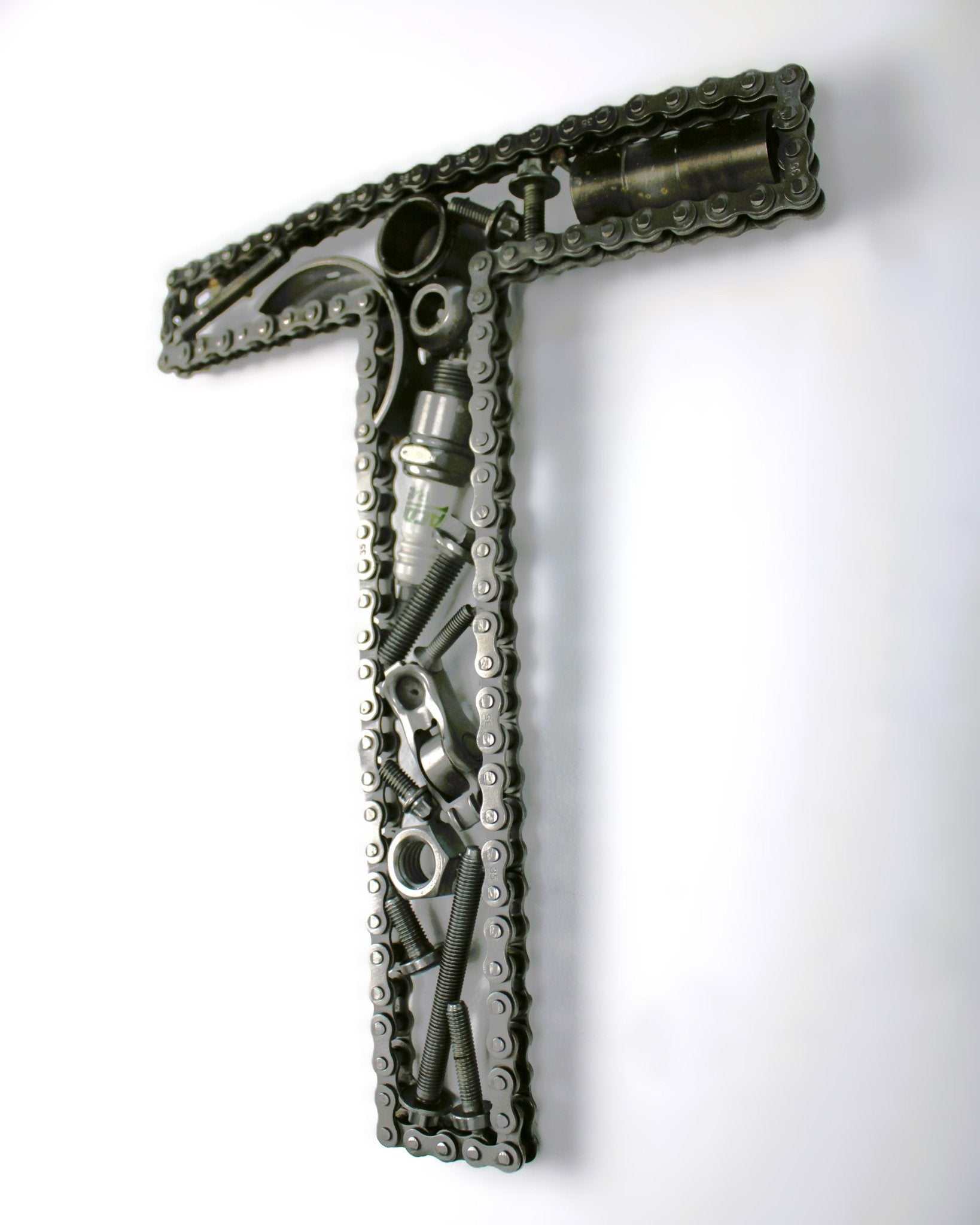 Car Part Letter T - Car Part Wall Hanging, Unique Gift for Husband, Automotive Decor - Ben's Auto Decor