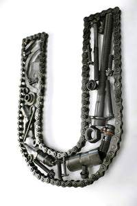 Car Part Letter U - Gift for Car Lovers, Repurposed Wall Art, Metal Initial Sign - Ben's Auto Decor