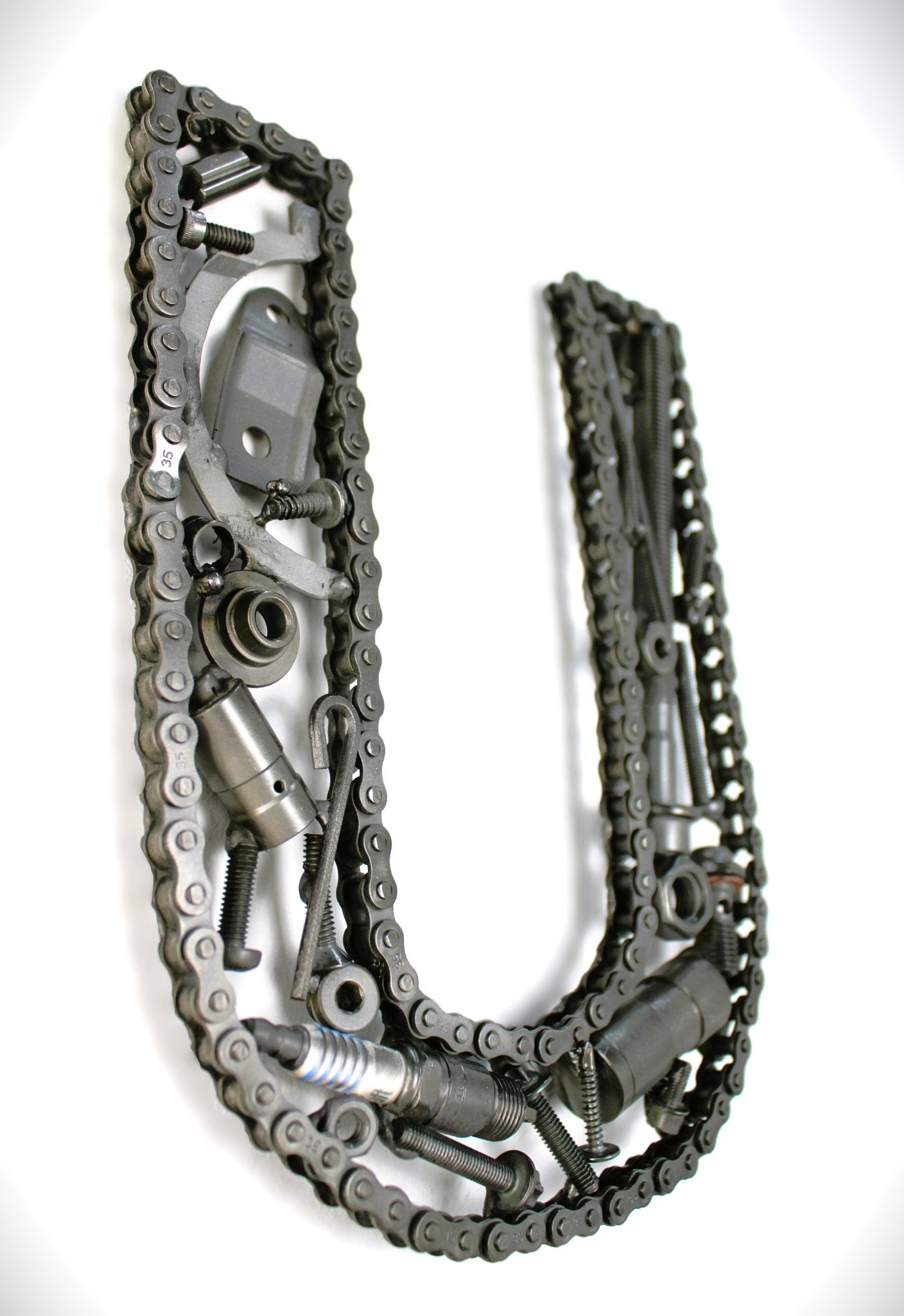 Car Part Letter U - Gift for Car Lovers, Repurposed Wall Art, Metal Initial Sign - Ben's Auto Decor