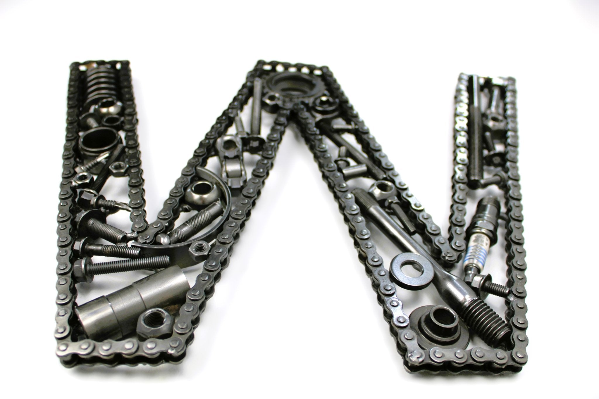 Car Part Letter W - Steampunk Engine Art, Unique Metal Wall Sculpture, Modern Name Sign - Ben's Auto Decor