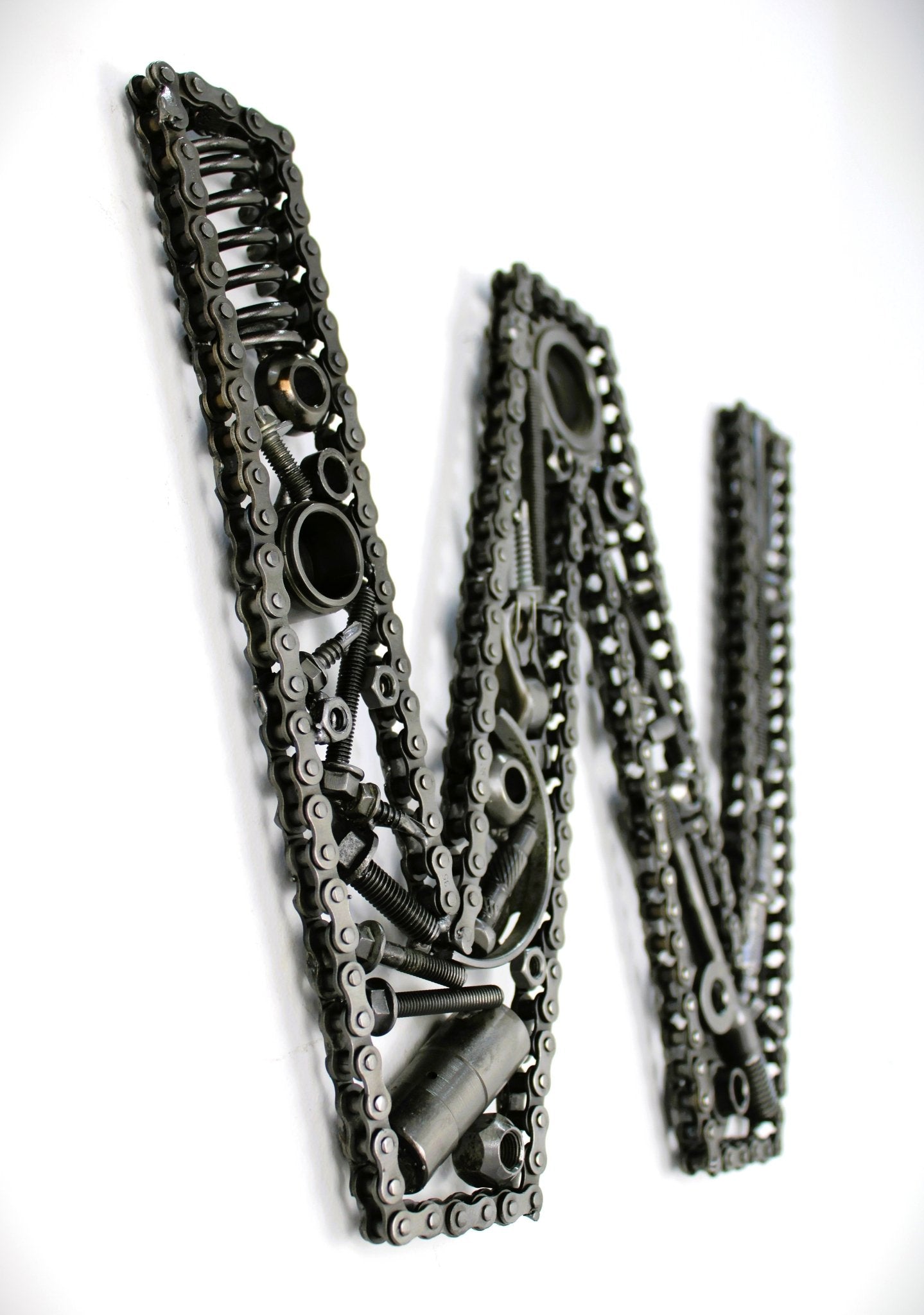 Car Part Letter W - Steampunk Engine Art, Unique Metal Wall Sculpture, Modern Name Sign - Ben's Auto Decor