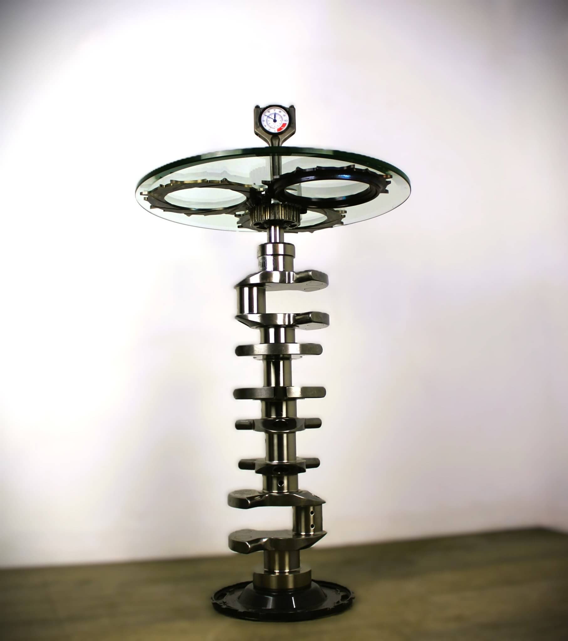 Crankshaft Table - Automotive Decor, Man Cave Furniture, Steampunk Decor, Round Table - Ben's Auto Decor