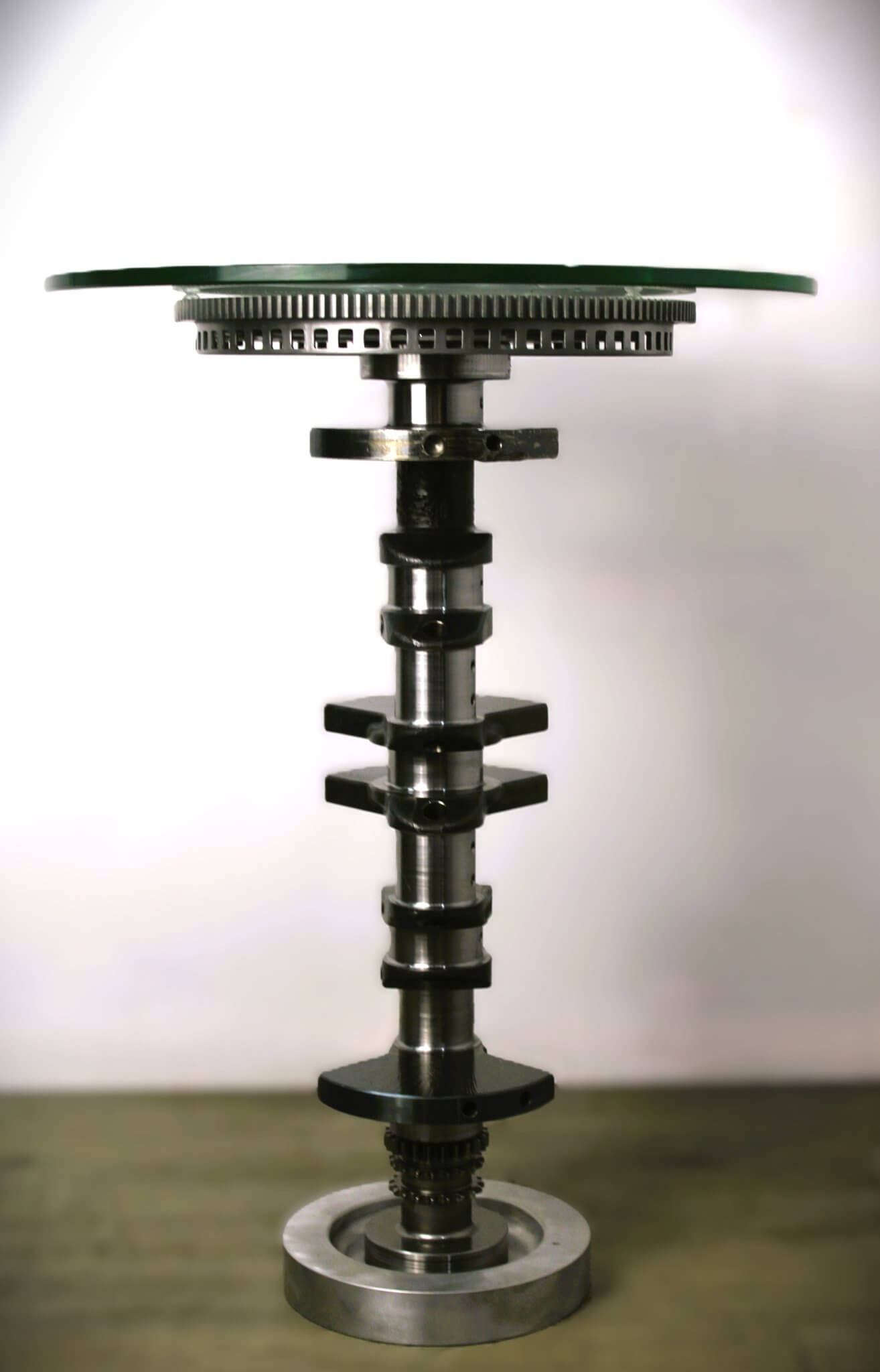 Crankshaft Table - Automotive Decor, Man Cave Furniture, Steampunk Decor, Round Table - Ben's Auto Decor