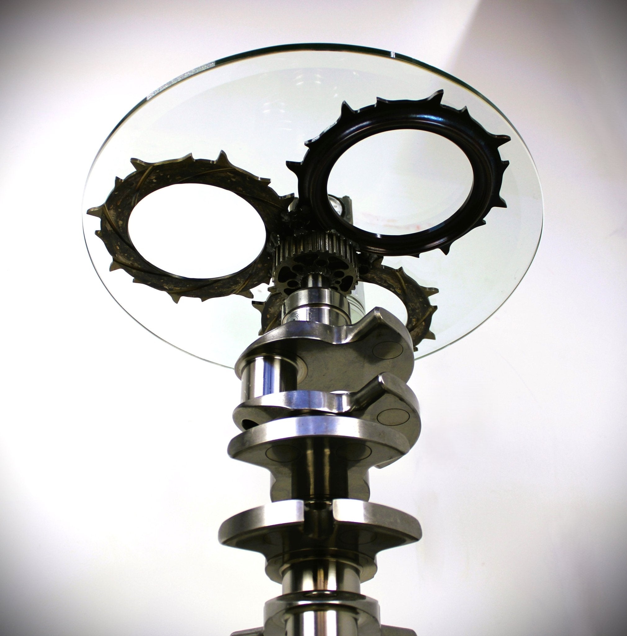 Crankshaft Table - Automotive Decor, Man Cave Furniture, Steampunk Decor, Round Table - Ben's Auto Decor