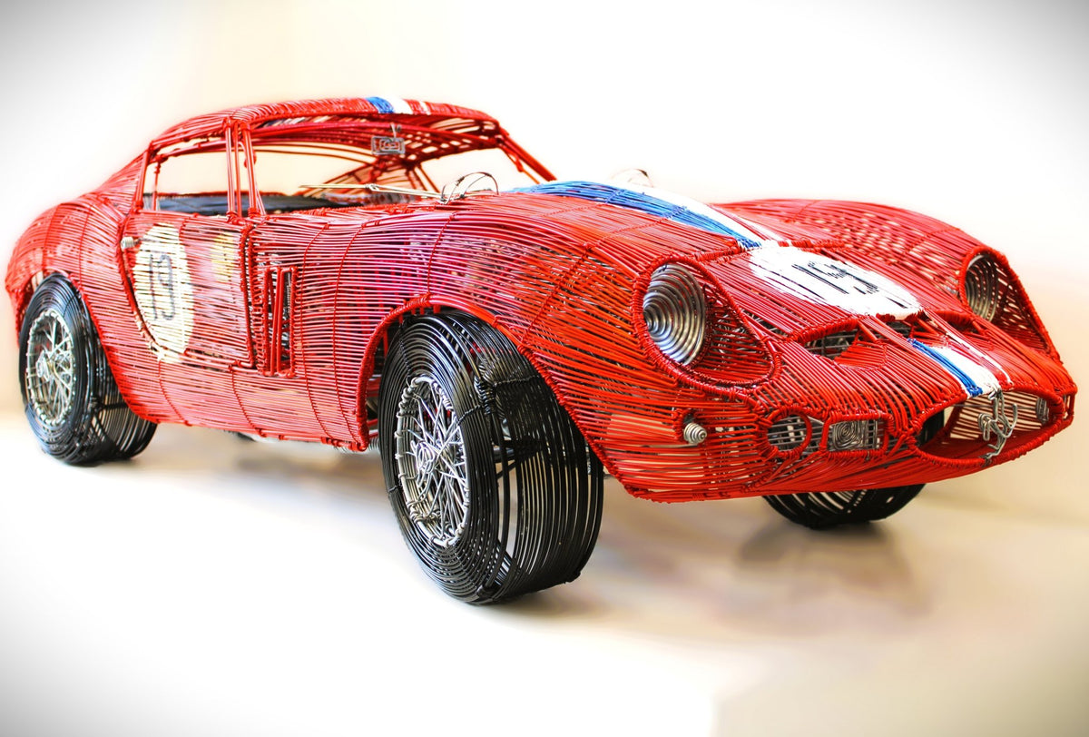 Ferrari 250 GTO No. 19 — Kinetic Wire Sculpture - Ben's Auto Decor