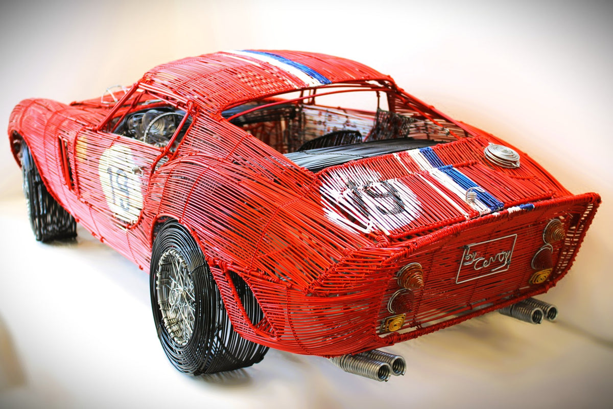 Ferrari 250 GTO No. 19 — Kinetic Wire Sculpture - Ben's Auto Decor