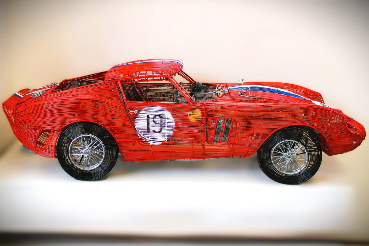 Ferrari 250 GTO No. 19 — Kinetic Wire Sculpture - Ben's Auto Decor