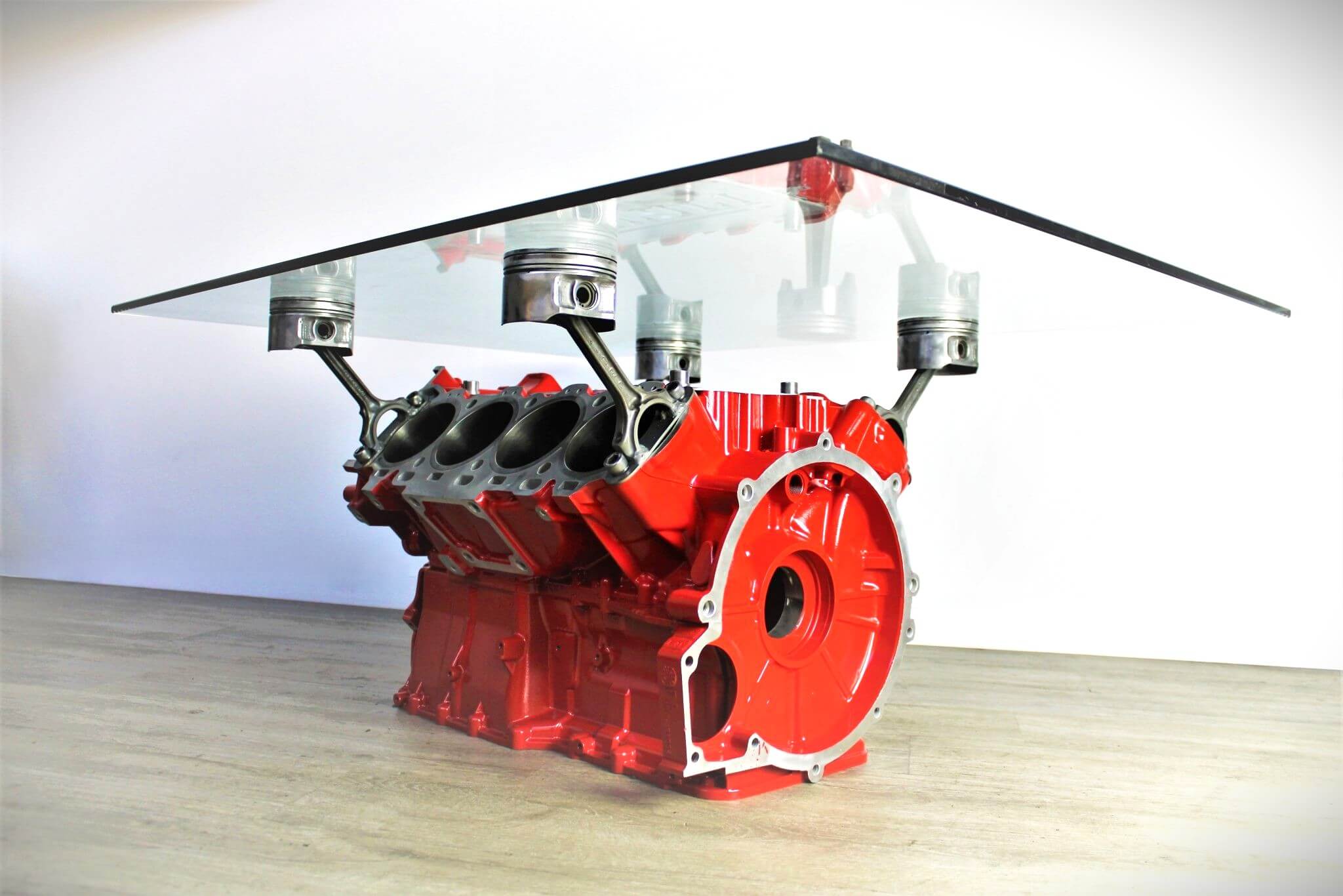 Ferrari Engine Block Coffee Table - Handcrafted Unique Automotive Decor, Man Cave Furniture - Ben's Auto Decor