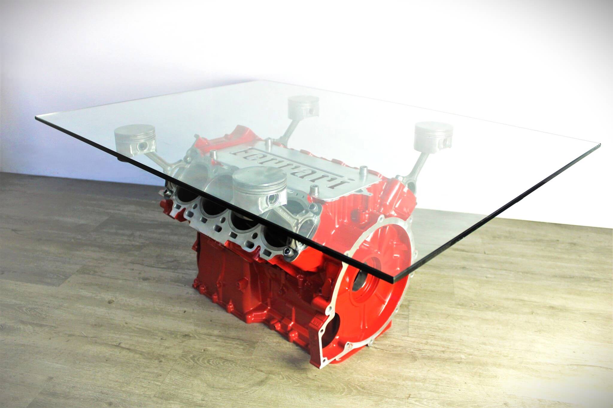 Ferrari Engine Block Coffee Table - Handcrafted Unique Automotive Decor, Man Cave Furniture - Ben's Auto Decor