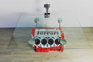 Ferrari Engine Block Coffee Table - Handcrafted Unique Automotive Decor, Man Cave Furniture - Ben's Auto Decor