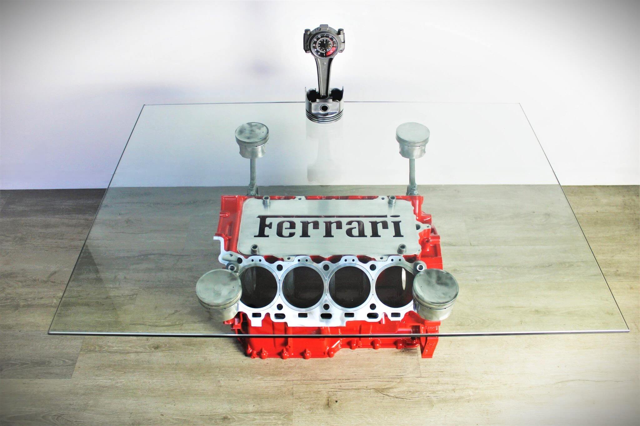 Ferrari Engine Block Coffee Table - Handcrafted Unique Automotive Decor, Man Cave Furniture - Ben's Auto Decor