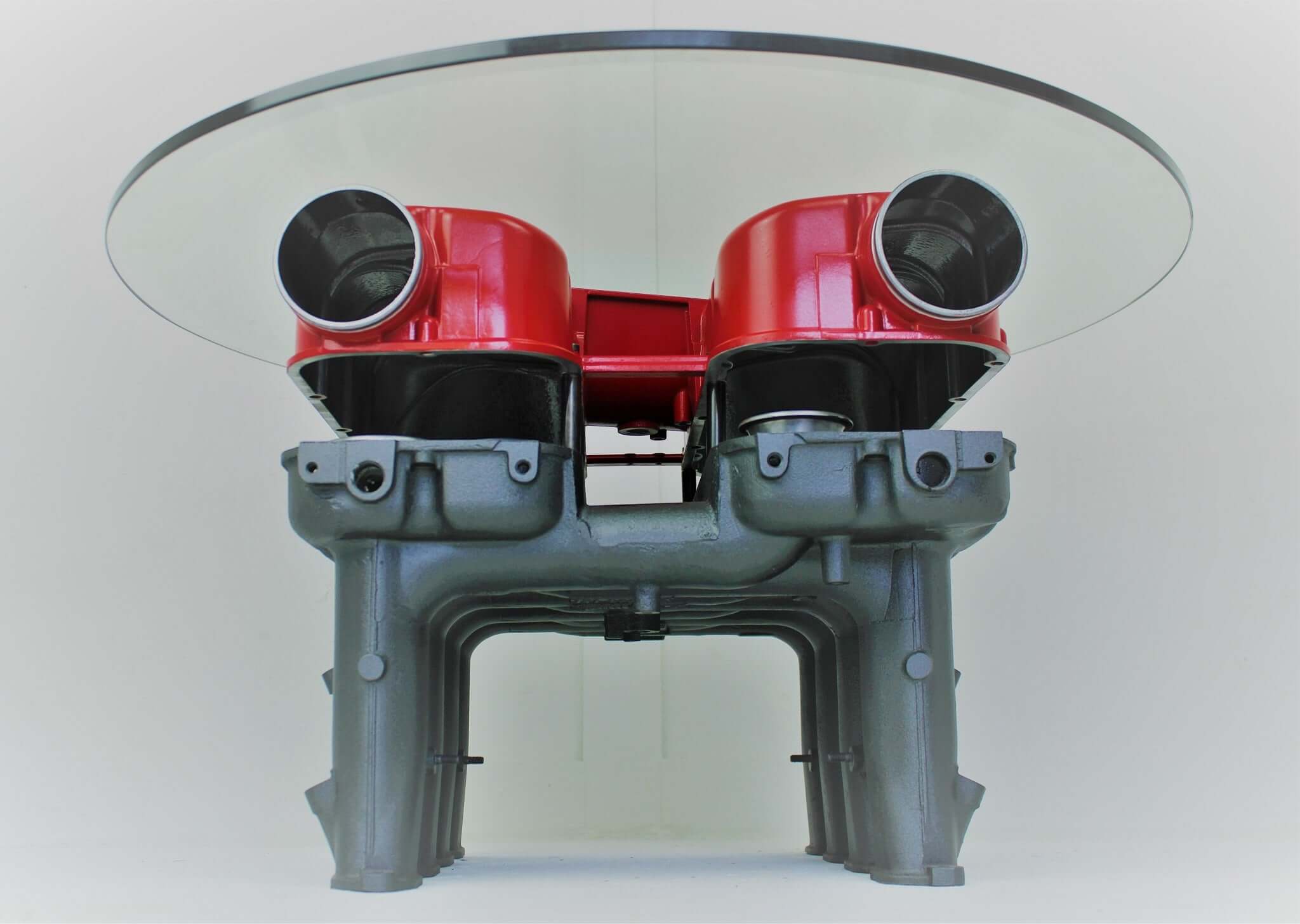 Ferrari Intake Manifold Coffee or End Table - Man Cave Furniture, Unique Automotive Decor - Ben's Auto Decor