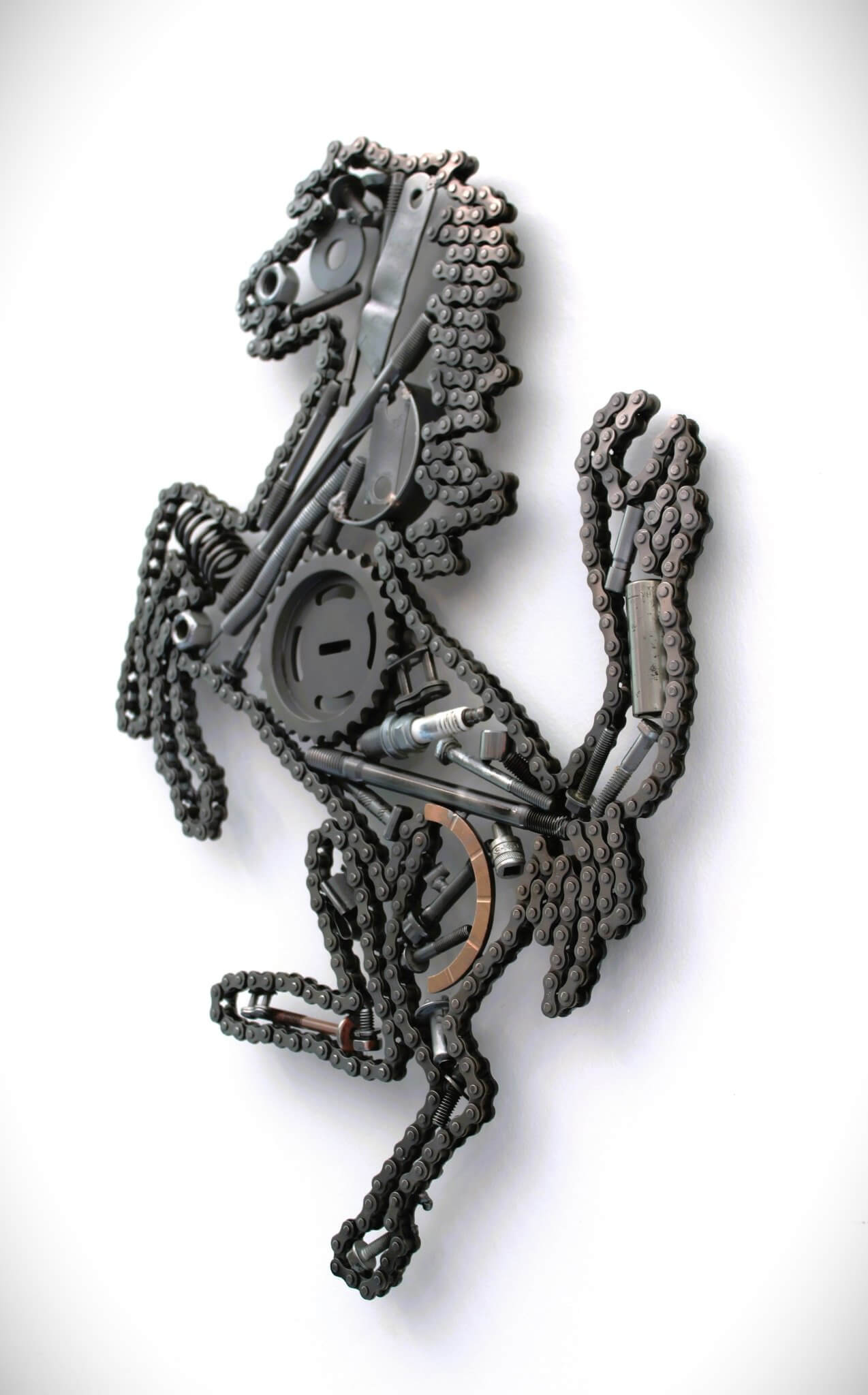 Ferrari Prancing Horse Metal Wall Art - Ferrari Automotive Decor, Unique Steampunk Wall Art - Ben's Auto Decor