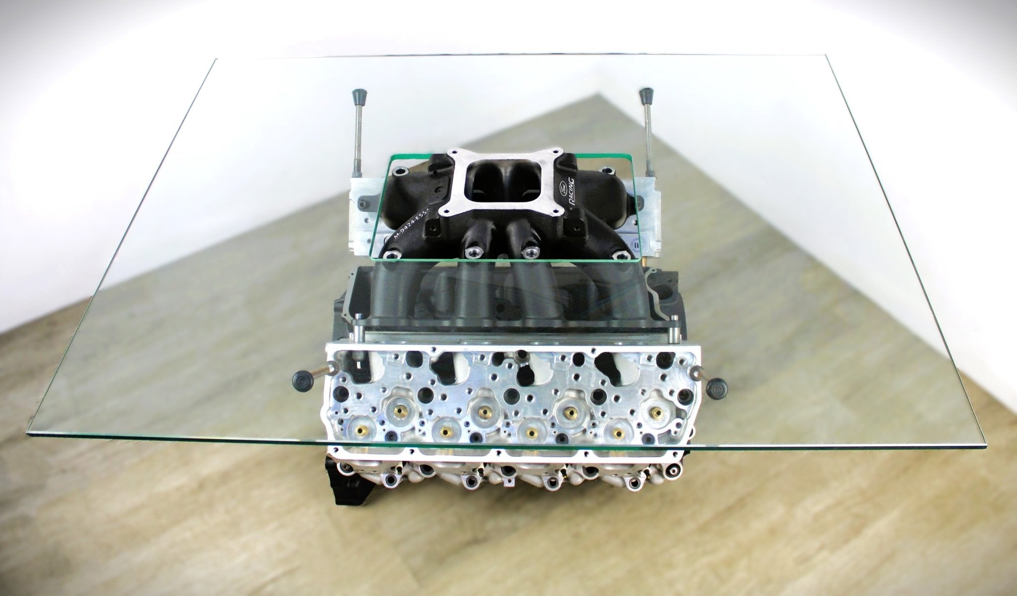 Ford FR9 NASCAR Engine Block Coffee Table - Handcrafted Unique Automotive Decor, Customizable Man Cave Furniture - Ben's Auto Decor