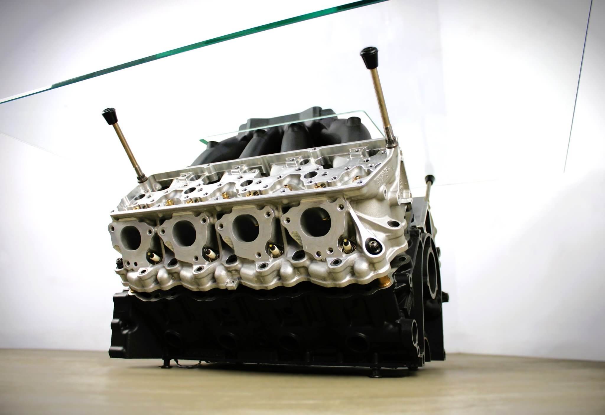 Ford FR9 NASCAR Engine Block Coffee Table - Handcrafted Unique Automotive Decor, Customizable Man Cave Furniture - Ben's Auto Decor