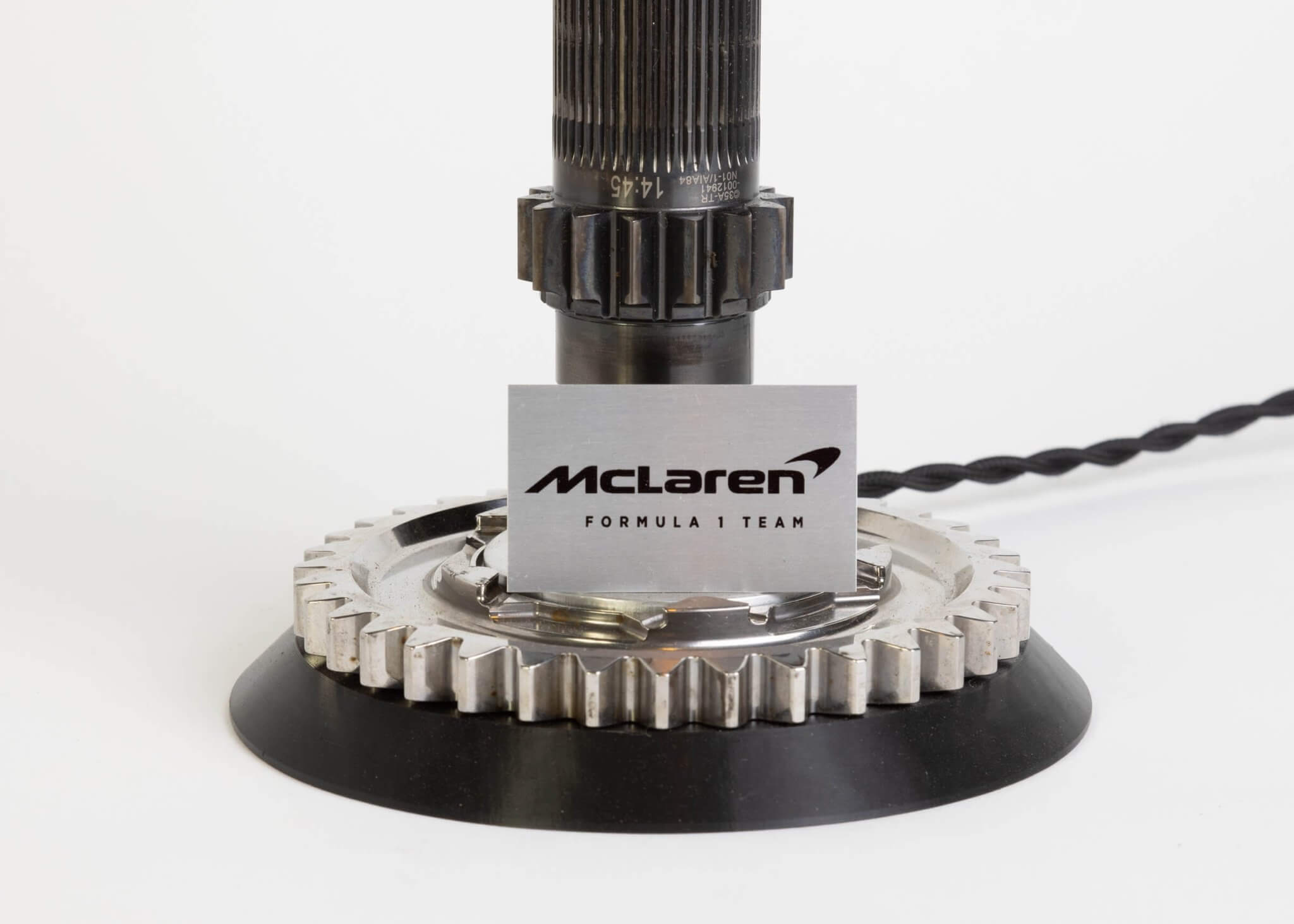 Formula 1 Clutch Housing Lamp - Race Car Decor Made from Authentic McLaren Engine Components - Ben's Auto Decor