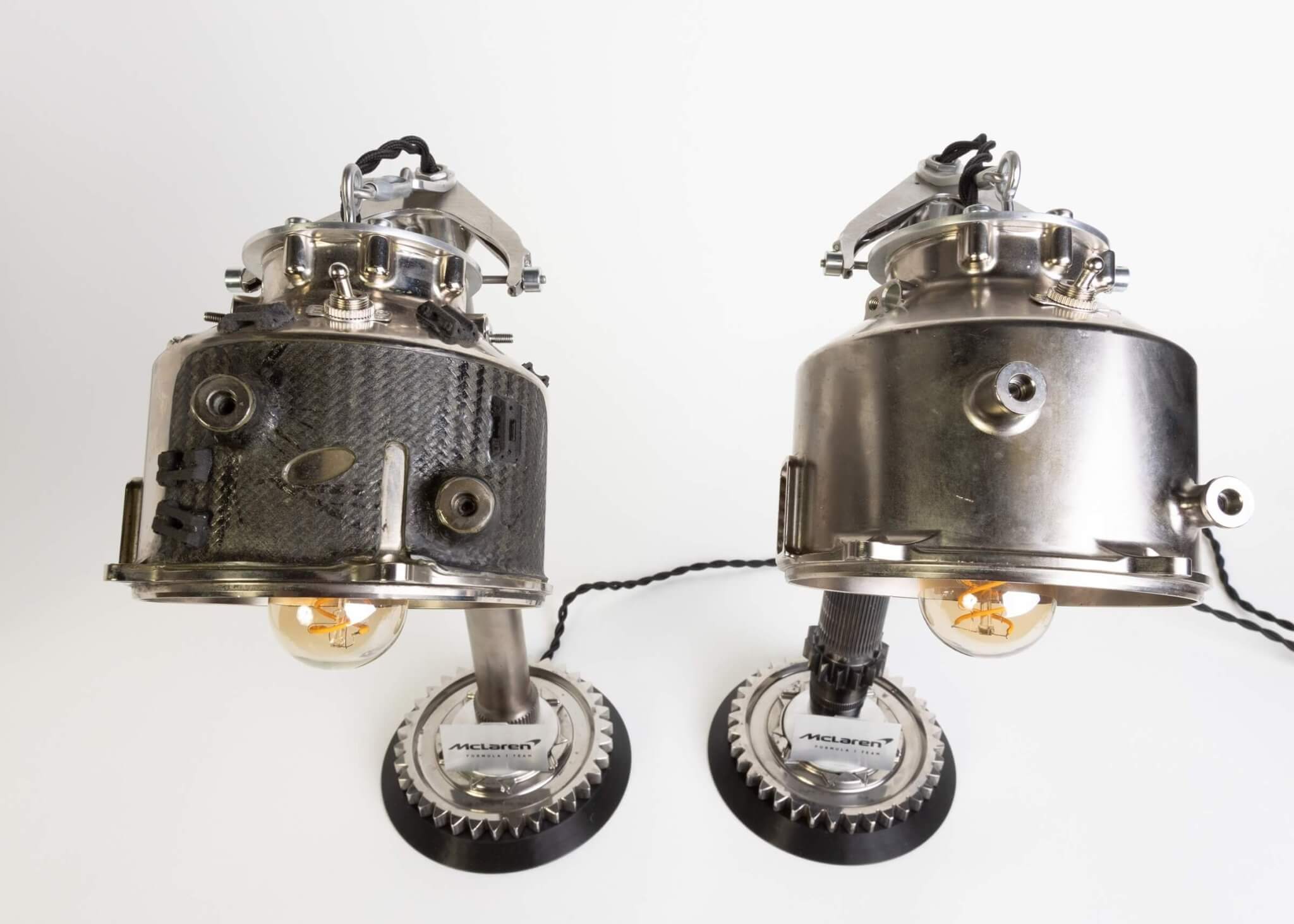 Formula 1 Clutch Housing Lamp - Race Car Decor Made from Authentic McLaren Engine Components - Ben's Auto Decor