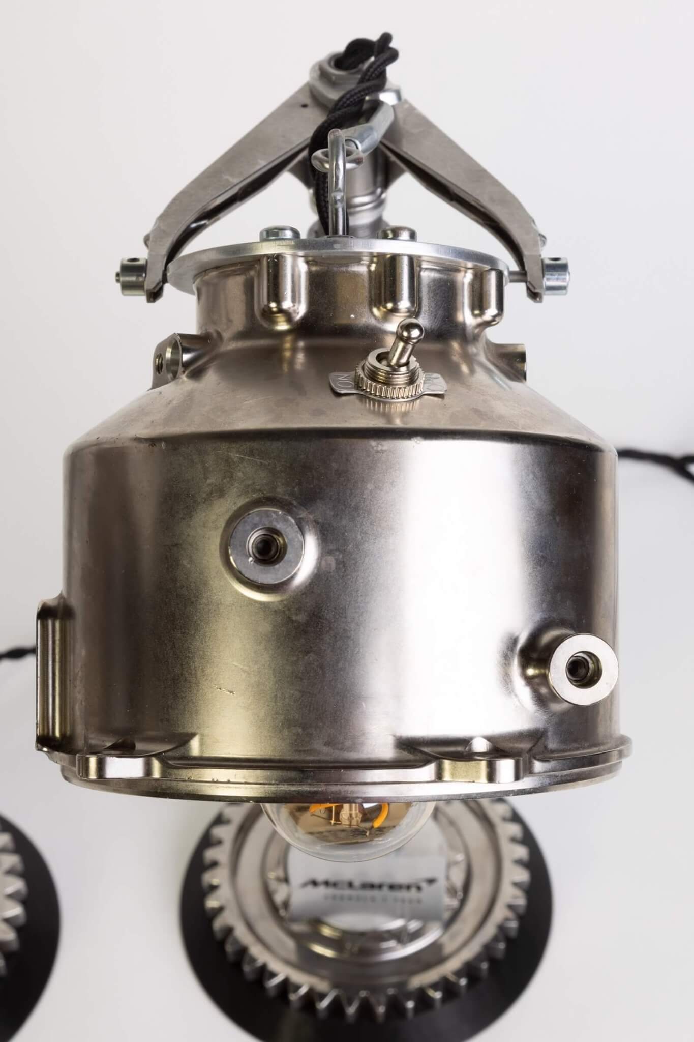 Formula 1 Clutch Housing Lamp - Race Car Decor Made from Authentic McLaren Engine Components - Ben's Auto Decor