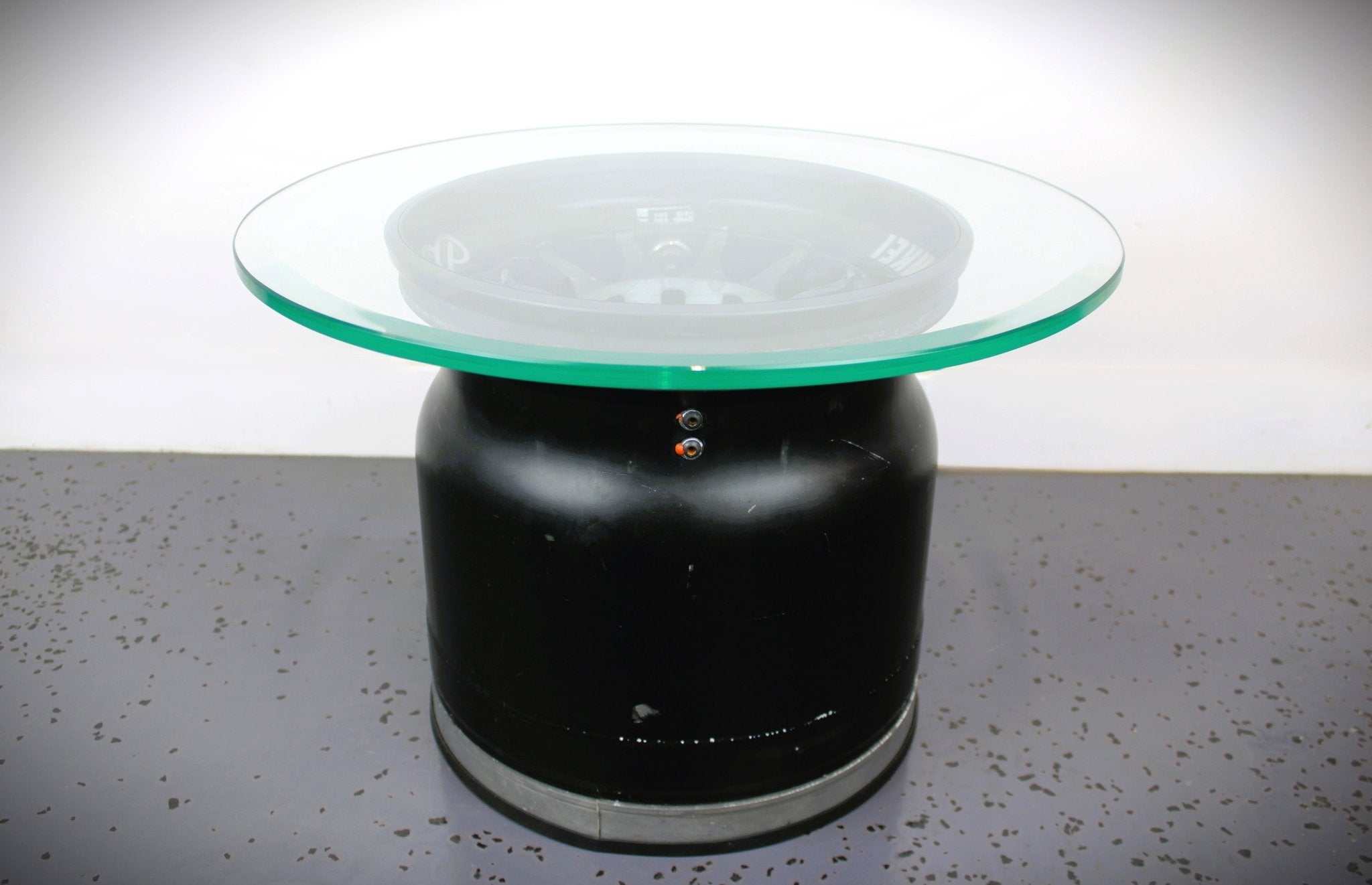 Formula 1 Wheel Coffee and End Table - McLaren F1 Unique End Table, Handmade Automotive Decor, Upcycled Furniture, Steampunk Table - Ben's Auto Decor