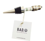 Load image into Gallery viewer, Bottle stopper made from a car&#39;s spark plug with a tag reading, &quot;B.A.D., Ben&#39;s Automotive Decor&quot;
