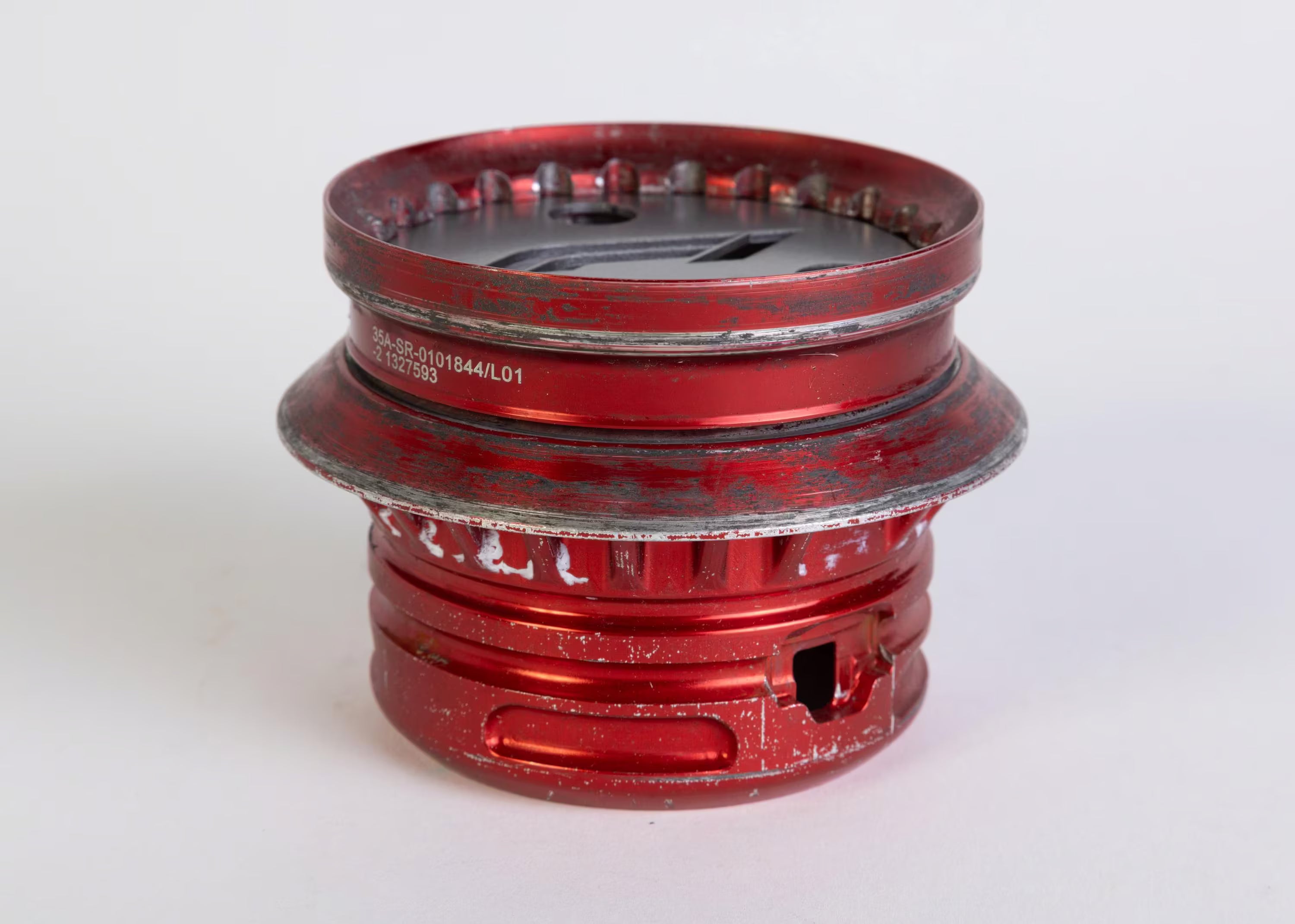 McLaren F1 Rear Wheel Nut Pen Holder - Red Formula One Desk Decor with F1 Logo Displayed - Ben's Auto Decor