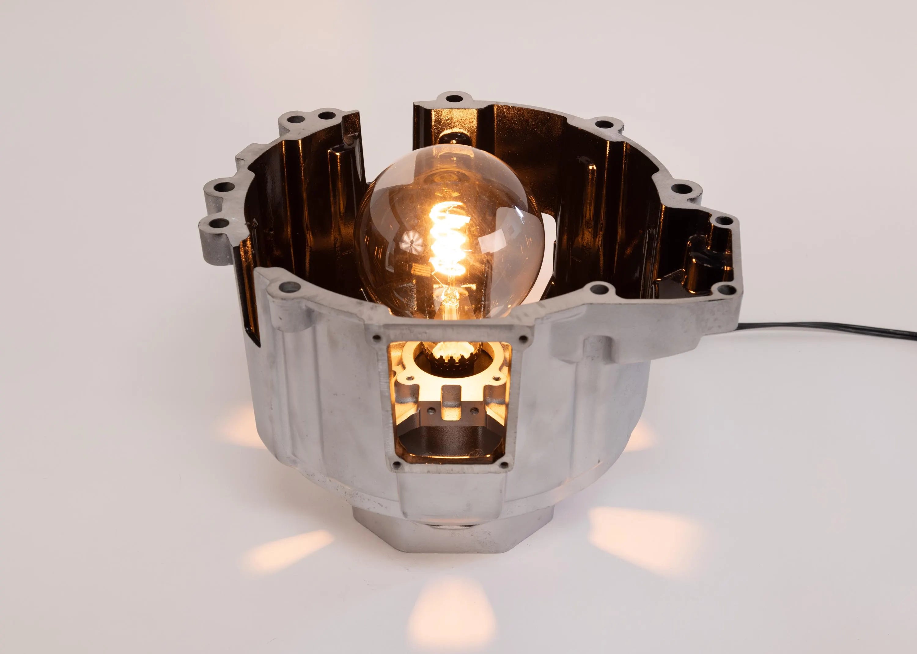 Maserati F136 Bell Housing Lamp - Table and Desk Lighting, Industrial Car Part Decor, Handmade