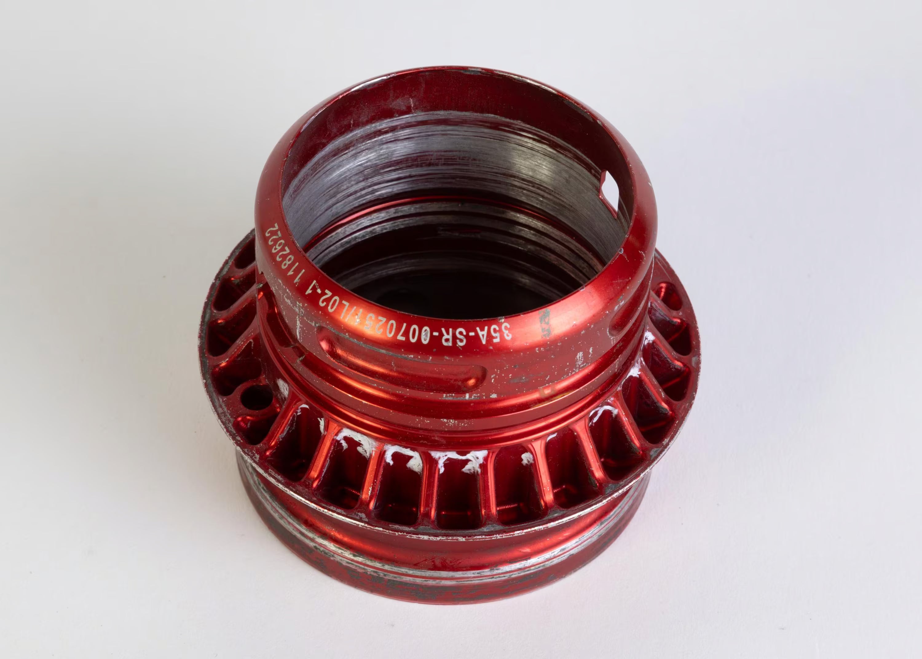 McLaren F1 Rear Wheel Nut Pen Holder - Red Formula One Desk Decor with F1 Logo Displayed - Ben's Auto Decor