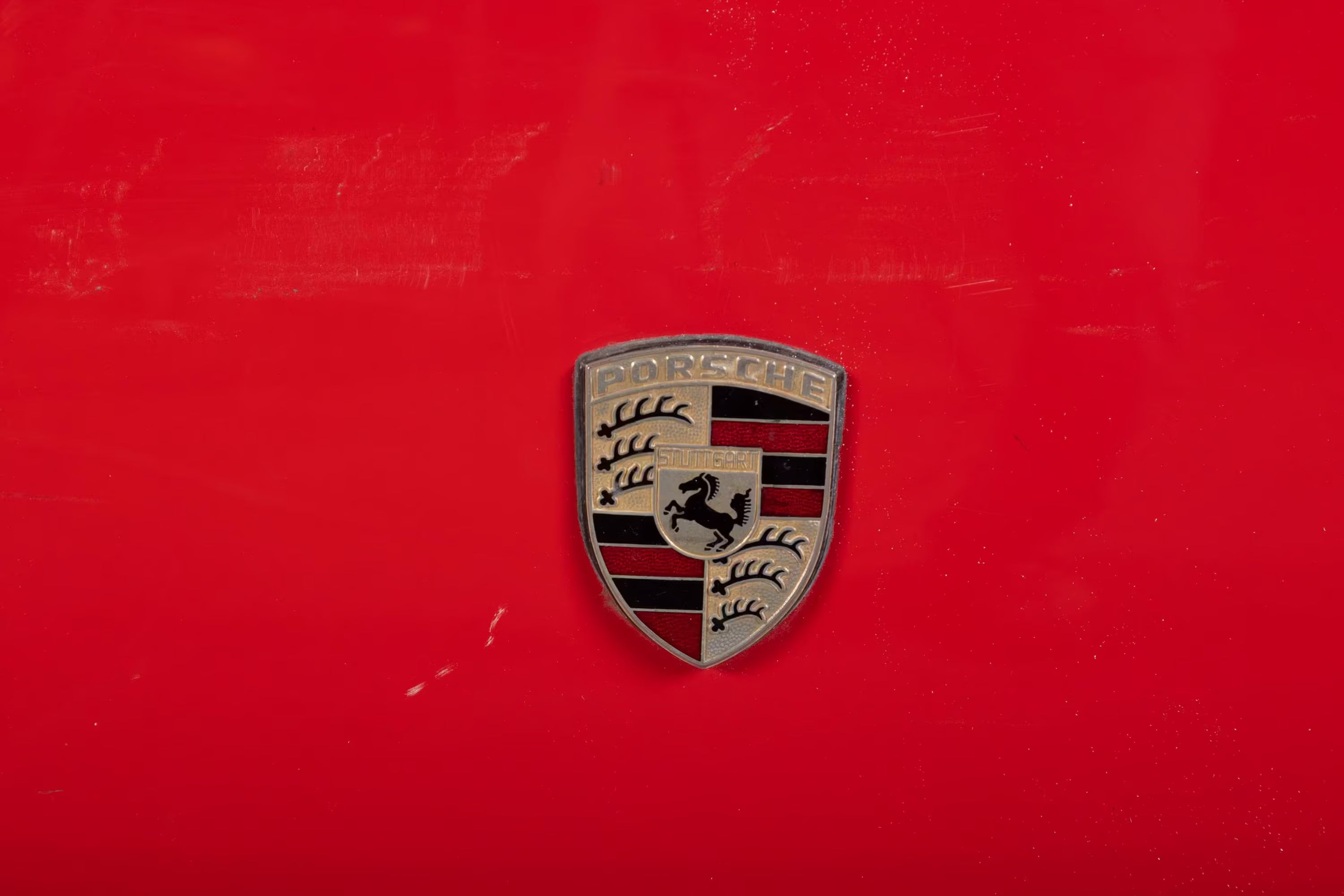 Red Porsche 911 Hood Wall Art - Ferdinand Porsche Quote, "Our Cars are Meant to be Driven not Polished", Distinctive Decor Displaying Porsche Crest - Ben's Auto Decor