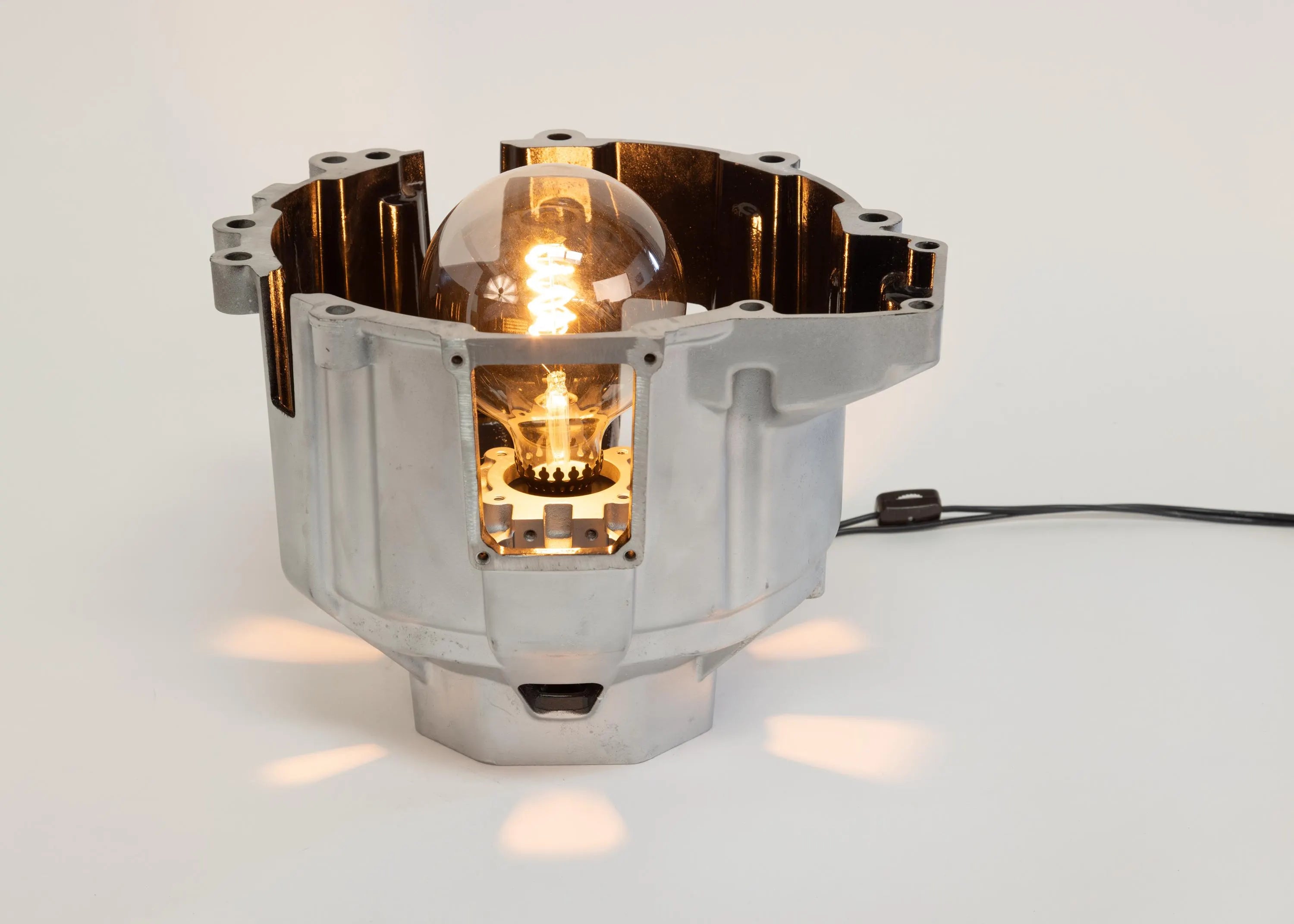 Maserati F136 Bell Housing Lamp - Table and Desk Lighting, Industrial Car Part Decor, Handmade