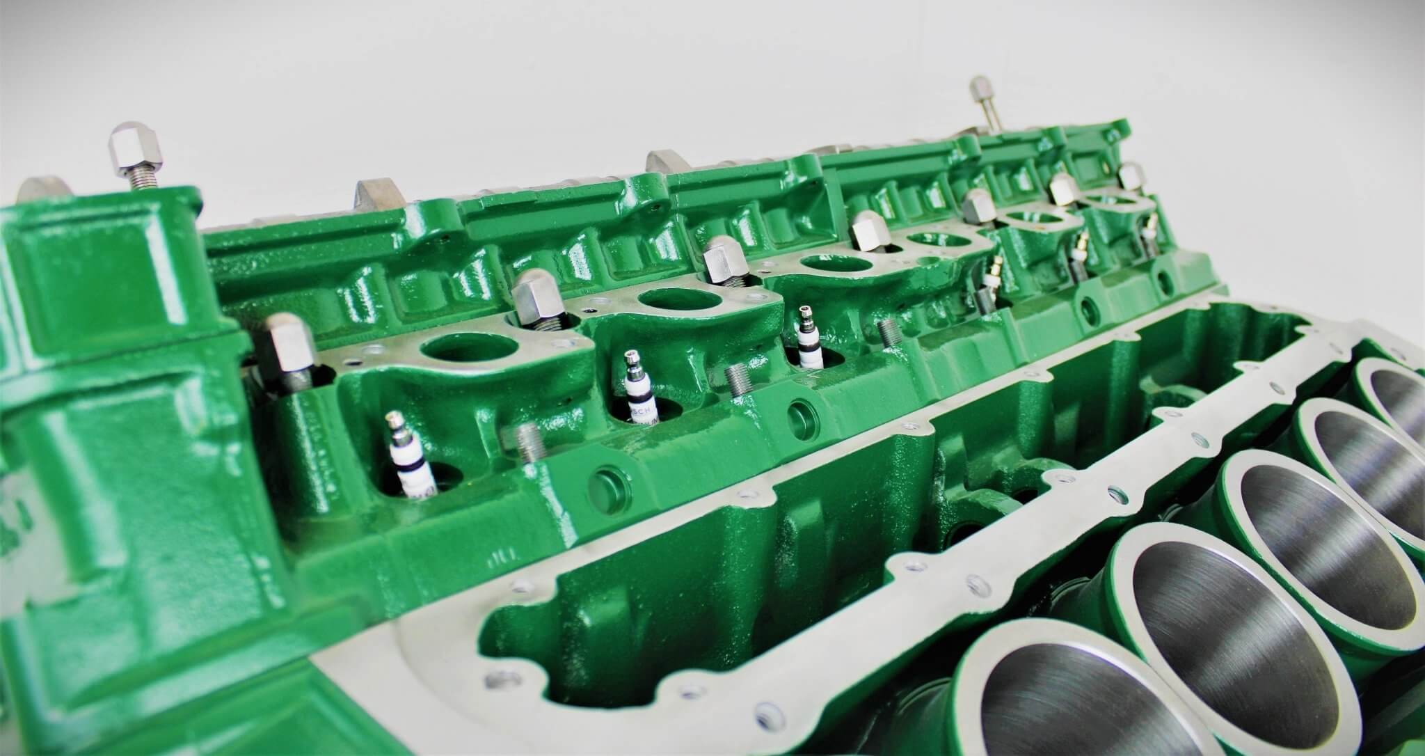 Jaguar V12 Engine Block Coffee Table - British Racing Green Finish, Man Cave Furniture - Ben's Auto Decor