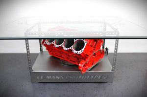 Luxury Engine Coffee Table with Rotating Motor & LED Lights – Le Mans Racing Engine, Limited Edition Racing Decor - Ben's Auto Decor