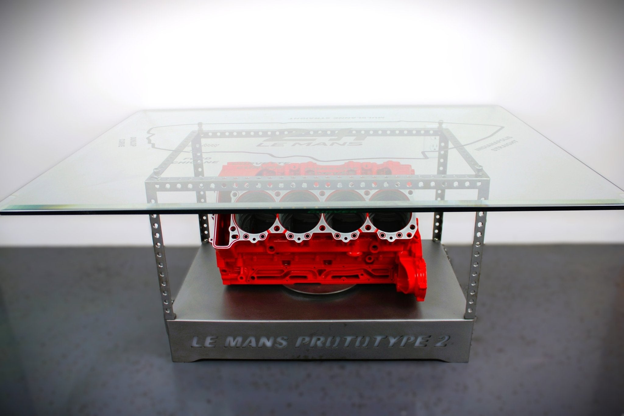 Luxury Engine Coffee Table with Rotating Motor & LED Lights – Le Mans Racing Engine, Limited Edition Racing Decor - Ben's Auto Decor