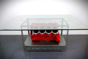 Luxury Engine Coffee Table with Rotating Motor & LED Lights – Le Mans Racing Engine, Limited Edition Racing Decor - Ben's Auto Decor
