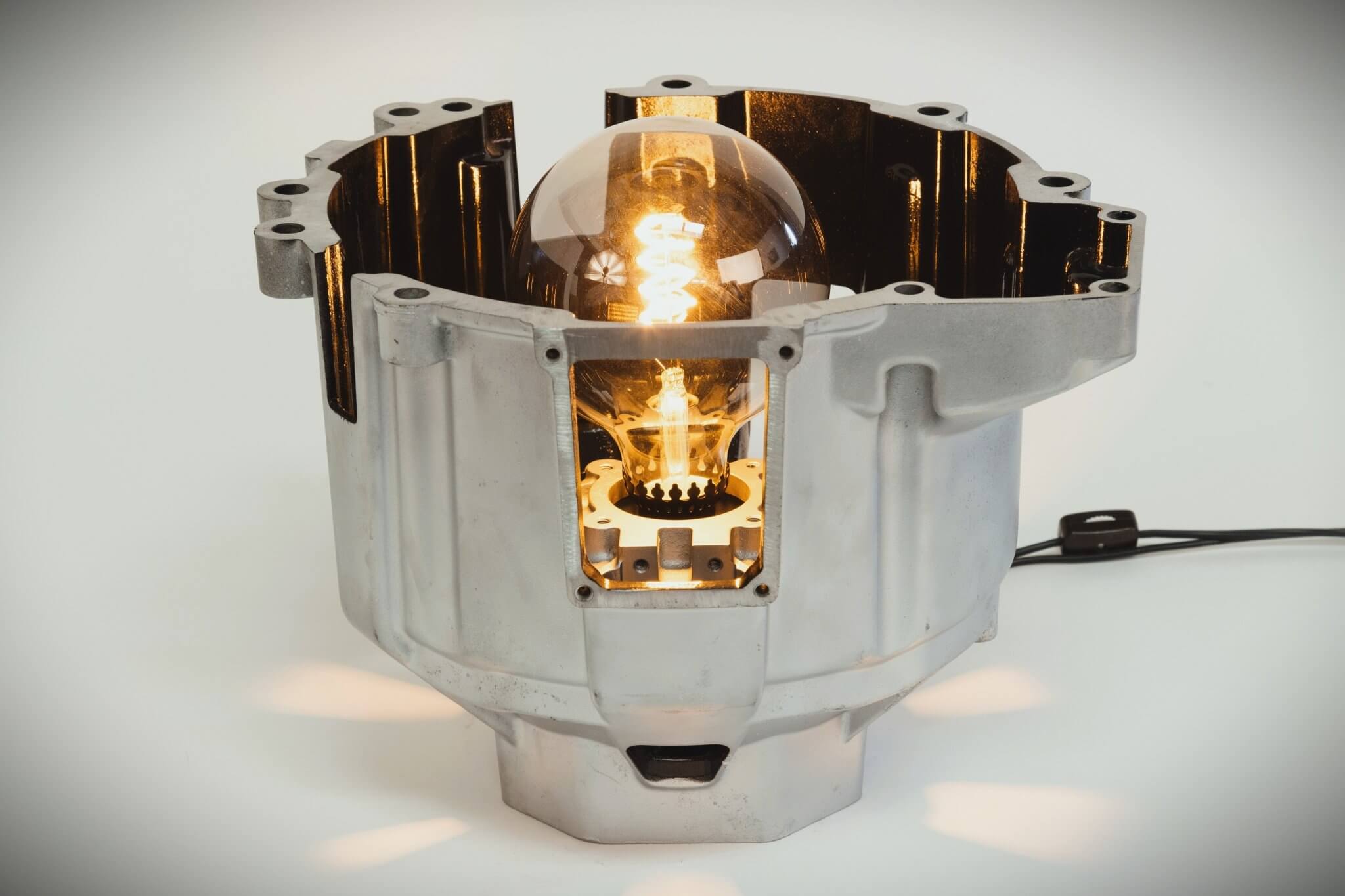 Maserati F136 Bell Housing Lamp - Table and Desk Lighting, Industrial Car Part Decor, Handmade - Ben's Auto Decor