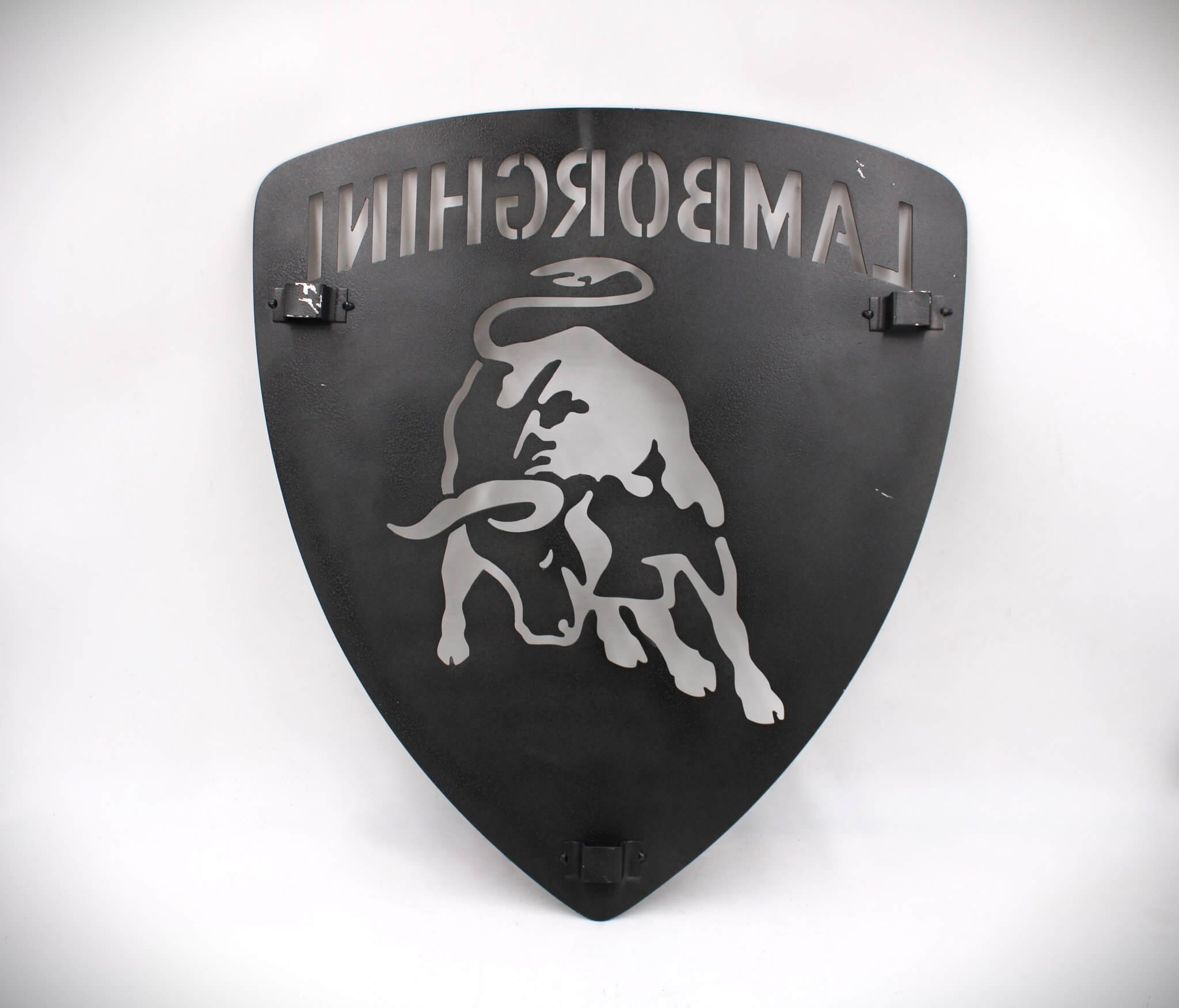 Metallic Lamborghini Metal Cutout Sign - Handcrafted Wall Art for Car Enthusiasts, Lambo Logo, Ready to Hang - Ben's Auto Decor