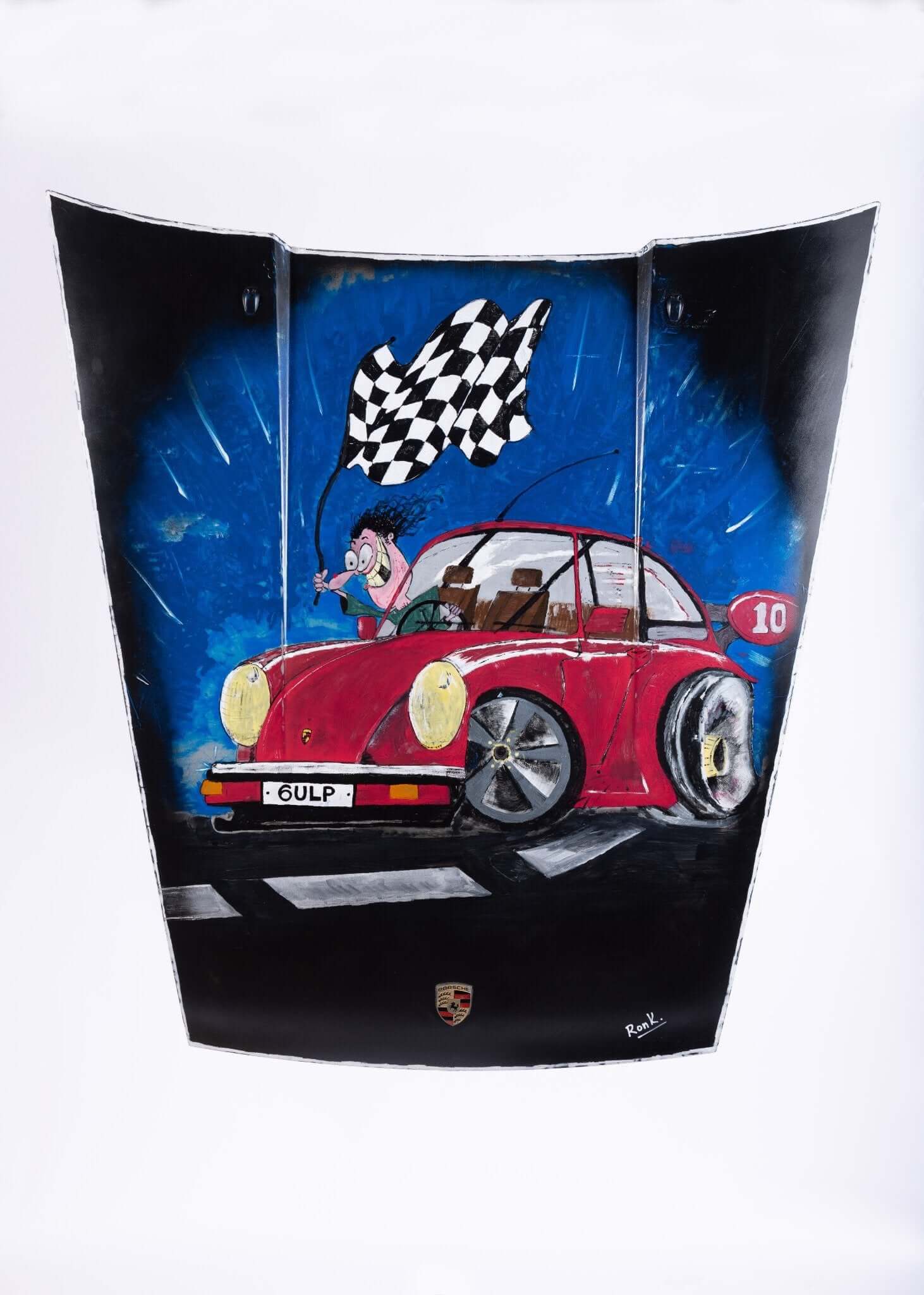 Porsche 911 Hood Art - Hand - Painted Automotive Artwork, Unique Piece 'GULP' - Ben's Auto Decor