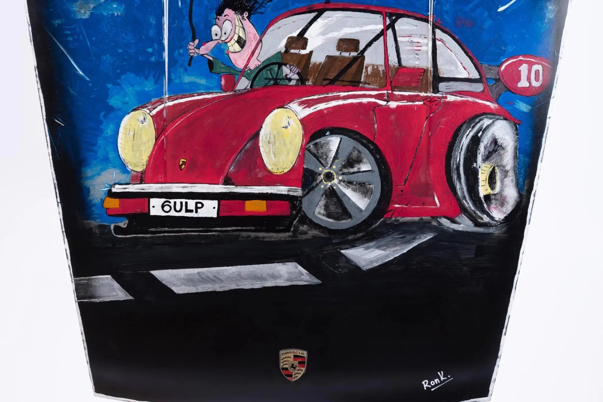 Porsche 911 Hood Art - Hand - Painted Automotive Artwork, Unique Piece 'GULP' - Ben's Auto Decor