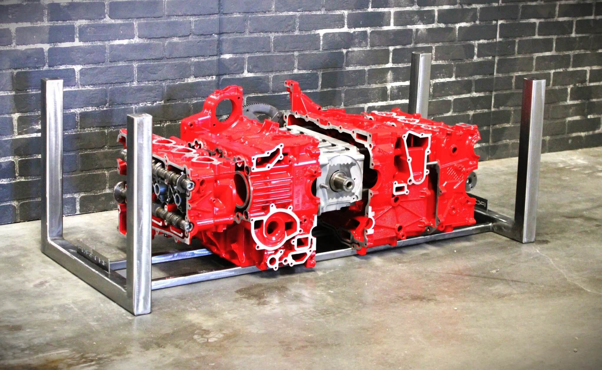Porsche Engine Coffee Table – Exploded Diagram Display with Crankshaft & Heads | Industrial Frame | Custom Finish | Glass Top Included - Ben's Auto Decor
