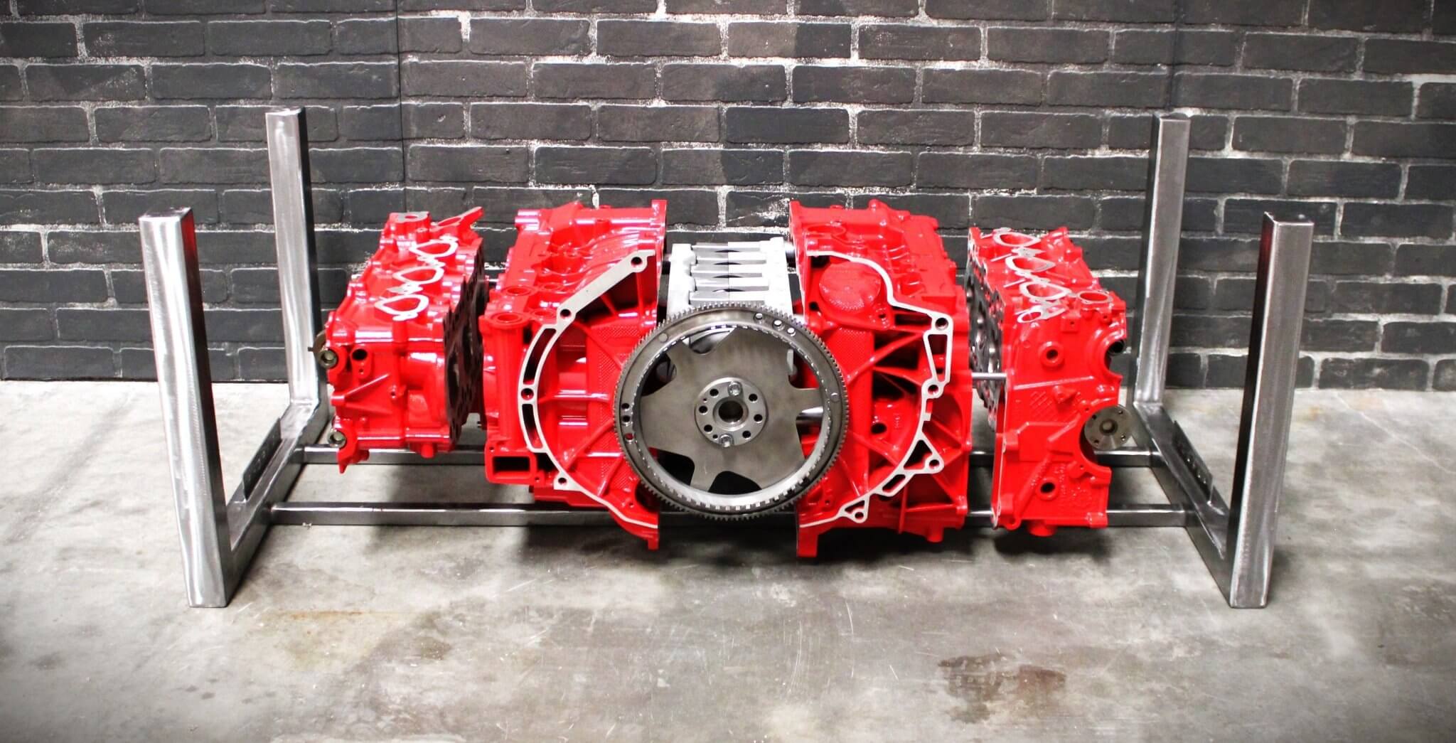 Porsche Engine Coffee Table – Exploded Diagram Display with Crankshaft & Heads | Industrial Frame | Custom Finish | Glass Top Included - Ben's Auto Decor