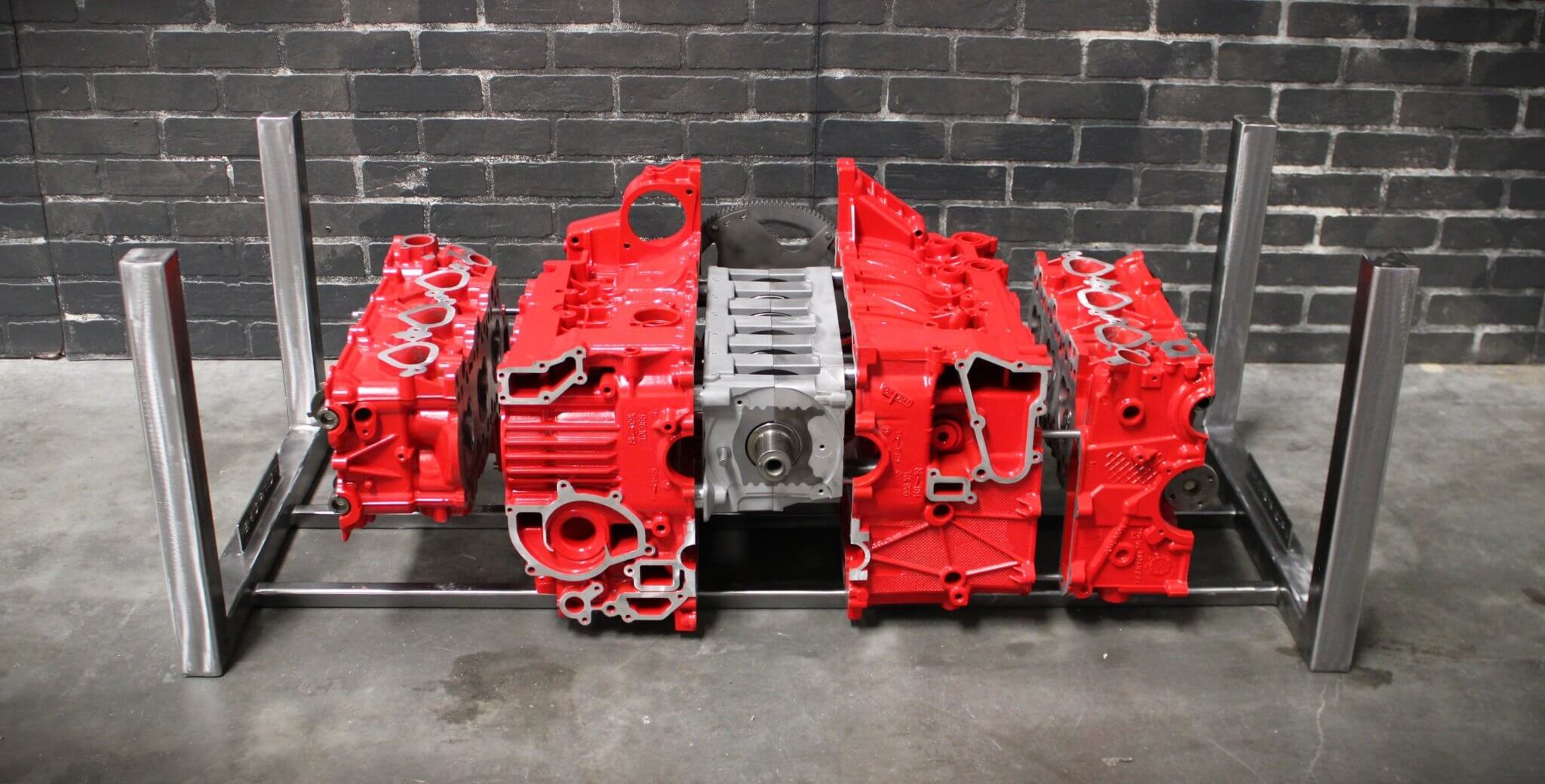 Porsche Engine Coffee Table – Exploded Diagram Display with Crankshaft & Heads | Industrial Frame | Custom Finish | Glass Top Included - Ben's Auto Decor