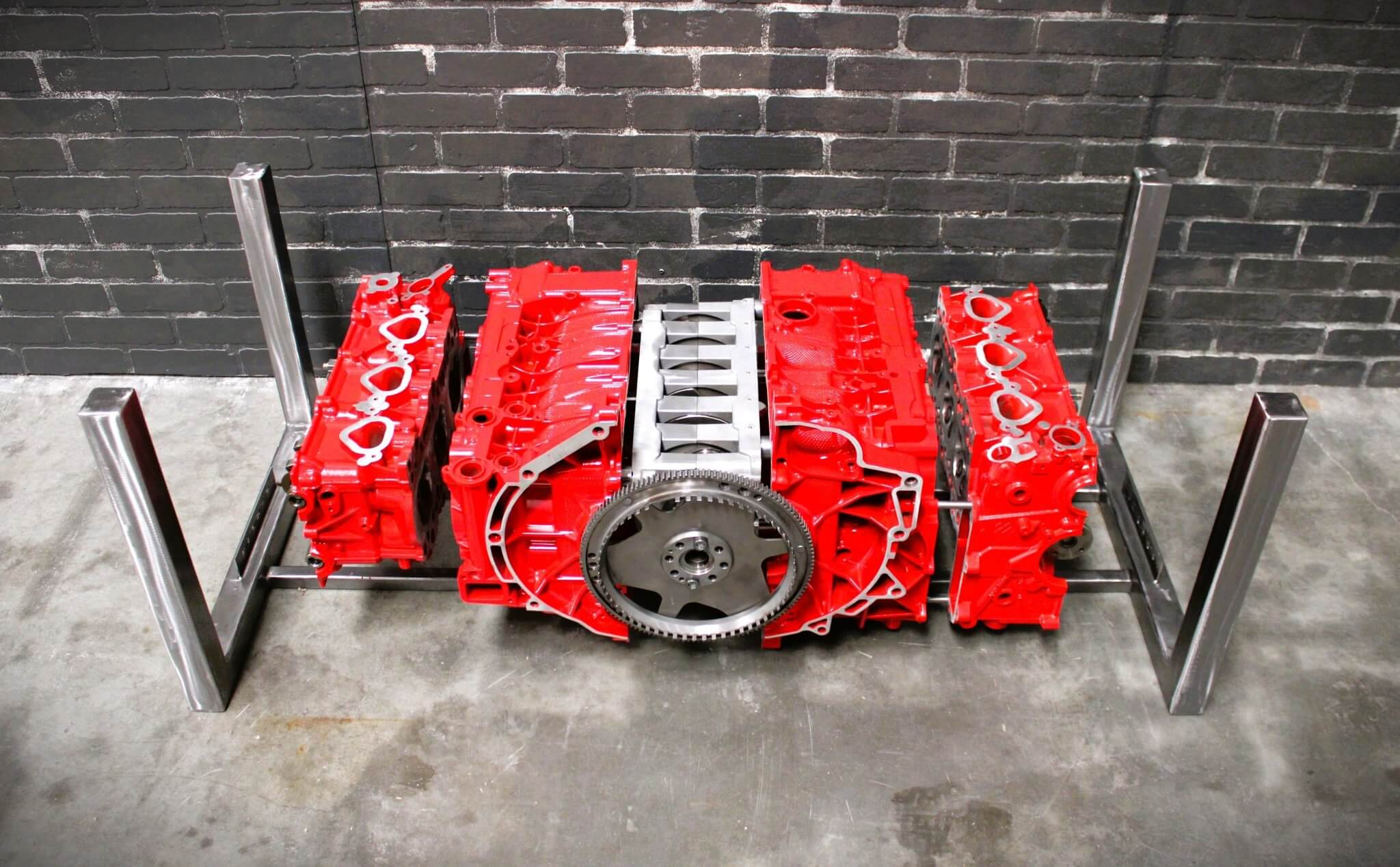 Porsche Engine Coffee Table – Exploded Diagram Display with Crankshaft & Heads | Industrial Frame | Custom Finish | Glass Top Included - Ben's Auto Decor