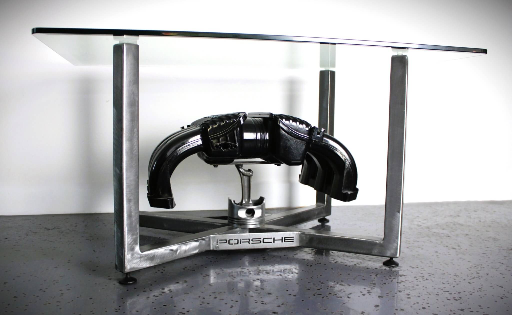 Porsche Intake Manifold Coffee Table - Unique Coffee Table, Automotive Decor, Modern Coffee Table - Ben's Auto Decor