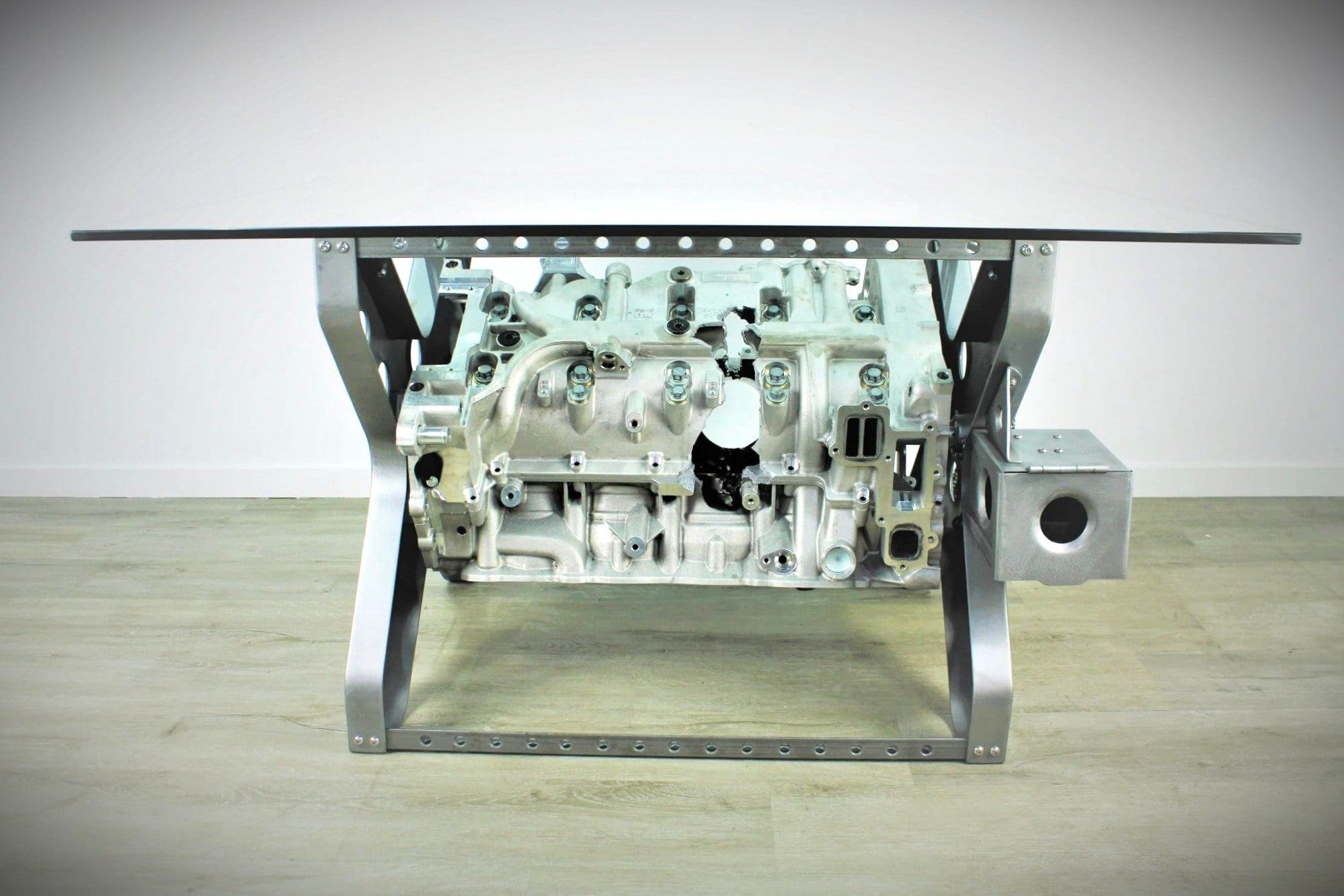 Rotating Engine Block Coffee Table - X Frame Customizable Man Cave Furniture - Ben's Auto Decor