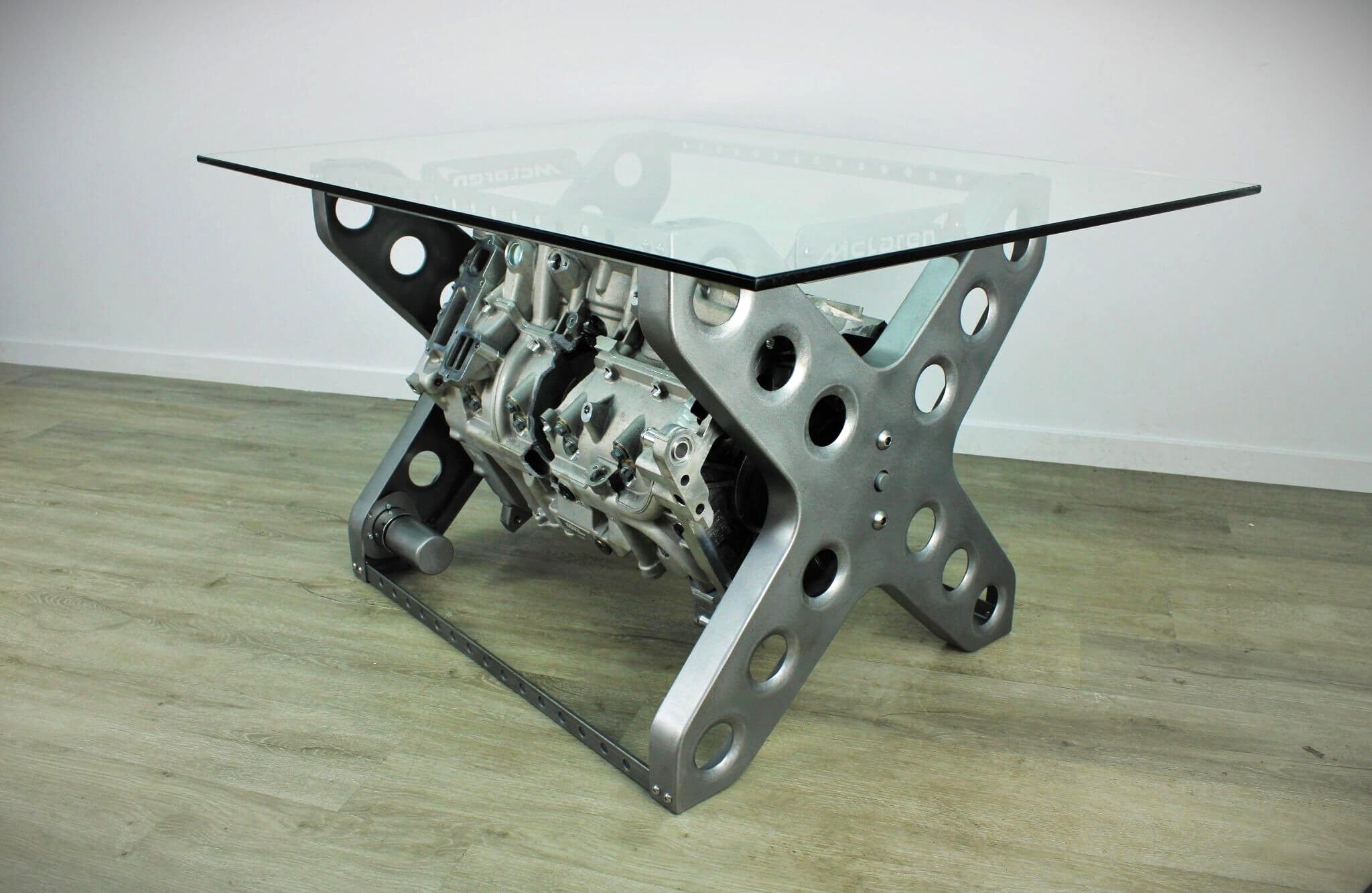 Rotating Engine Block Coffee Table - X Frame Customizable Man Cave Furniture - Ben's Auto Decor
