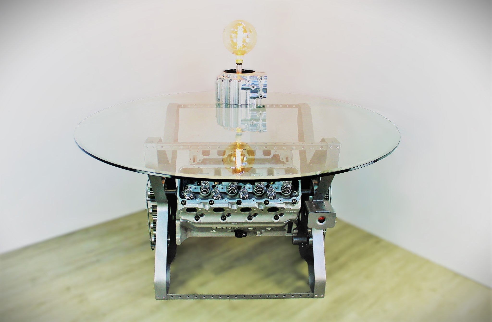 Table Rotating Engine Frame Rotating Engine Dining Table - Unique Furniture for Race Car Fans and ...