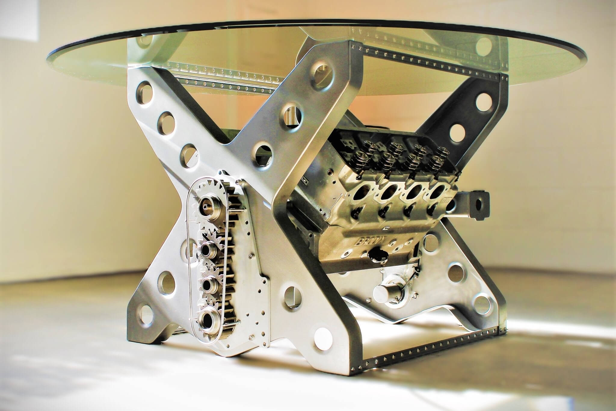 Rotating Engine Dining Table - Unique Furniture for Race Car Fans and Auto Enthusiasts - Ben's Auto Decor